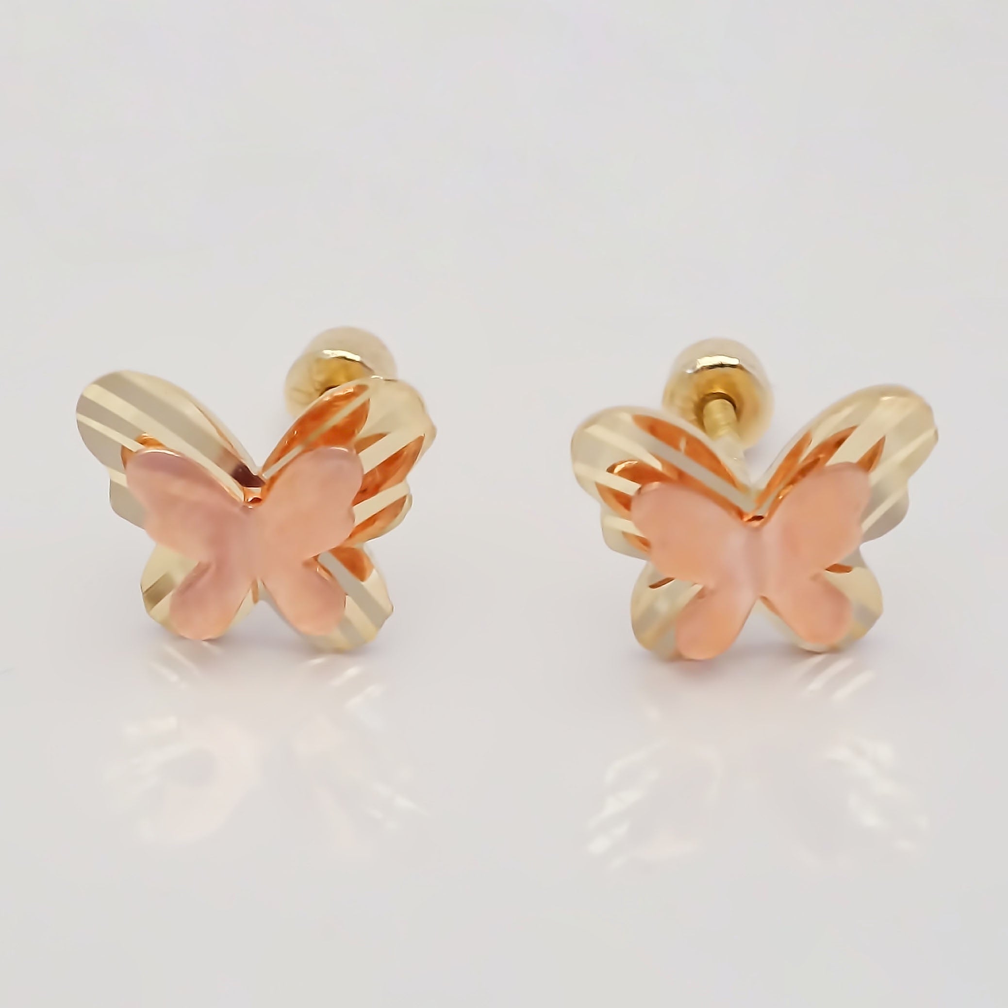 Amor Eterno - Broqueles Mariposa 3d Amrós Aretes / Oro 10k