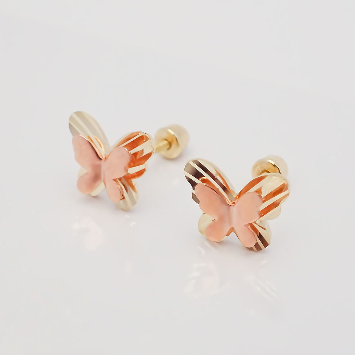 Amor Eterno - Broqueles Mariposa 3d Amrós Aretes / Oro 10k