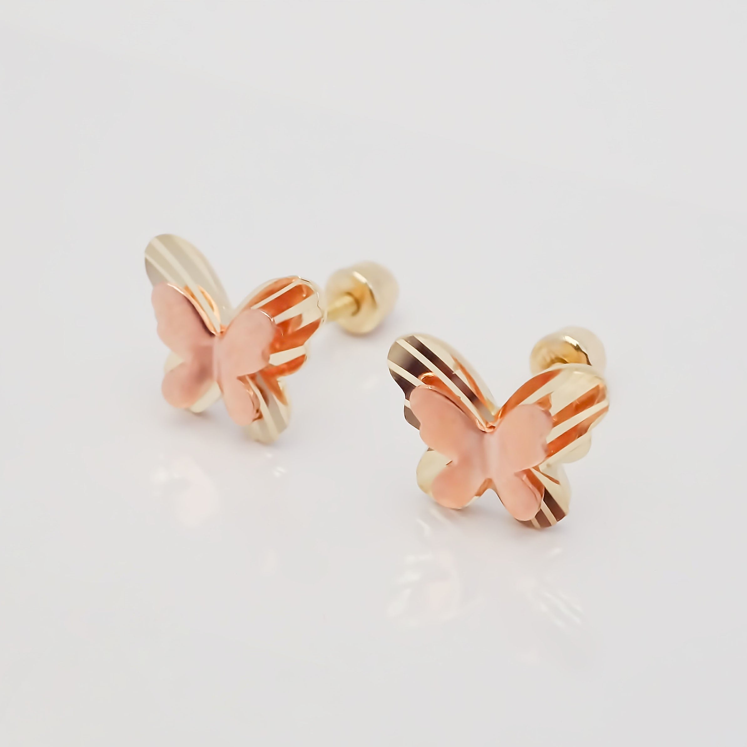 Amor Eterno - Broqueles Mariposa 3d Amrós Aretes / Oro 10k