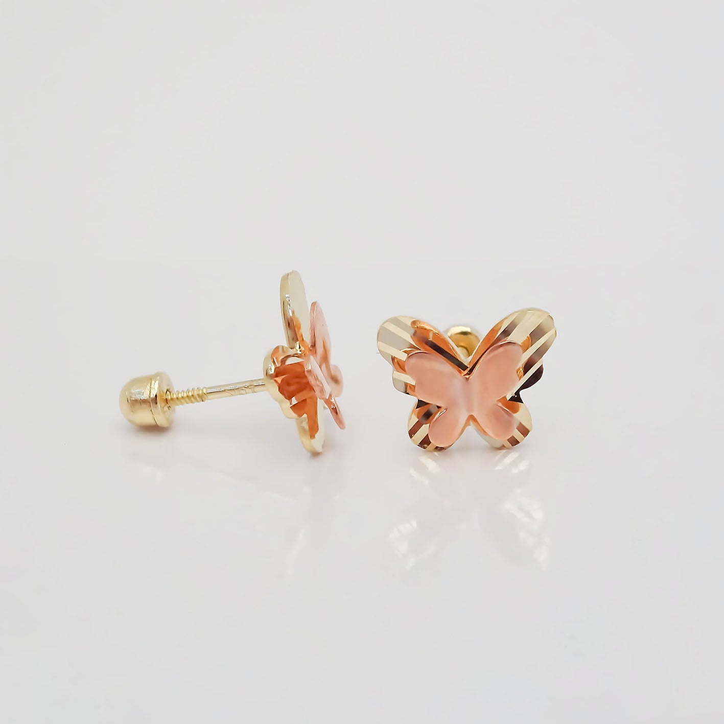 Amor Eterno - Broqueles Mariposa 3d Amrós Aretes / Oro 10k