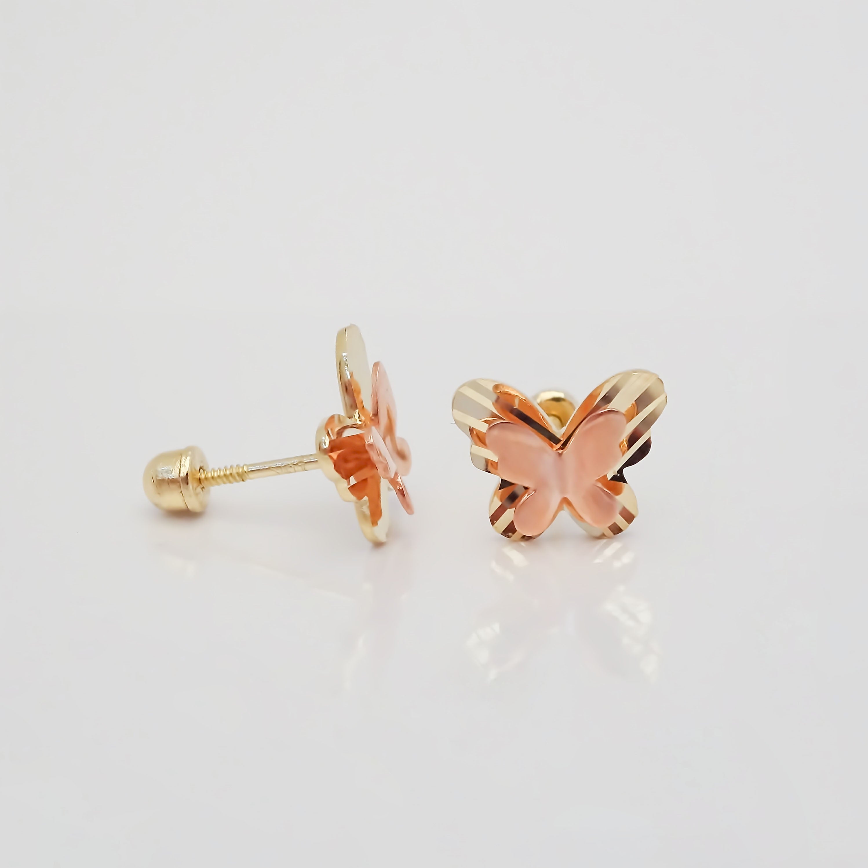 Amor Eterno - Broqueles Mariposa 3d Amrós Aretes / Oro 10k