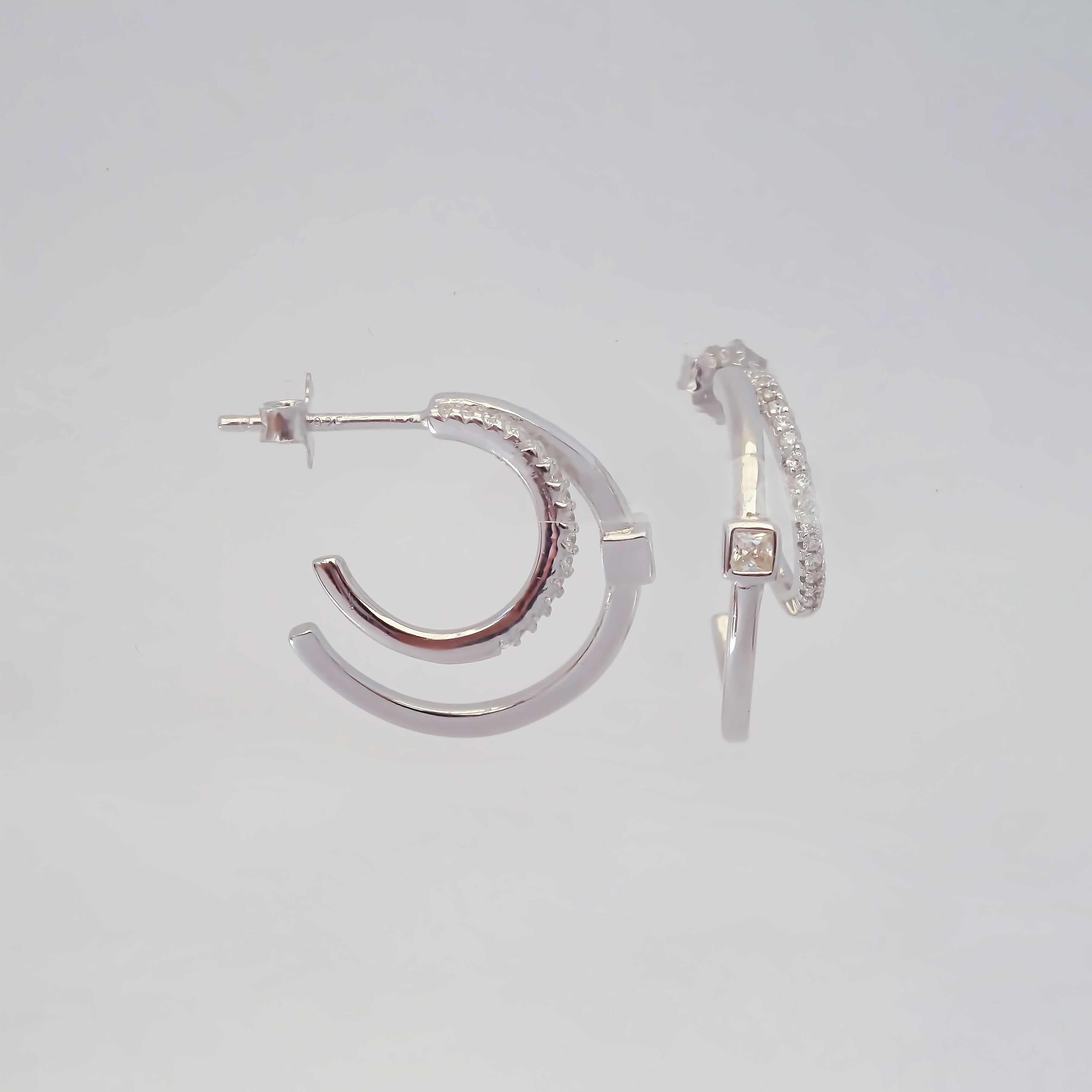 Amor Eterno - Doble Arracada / Plata Con Oro