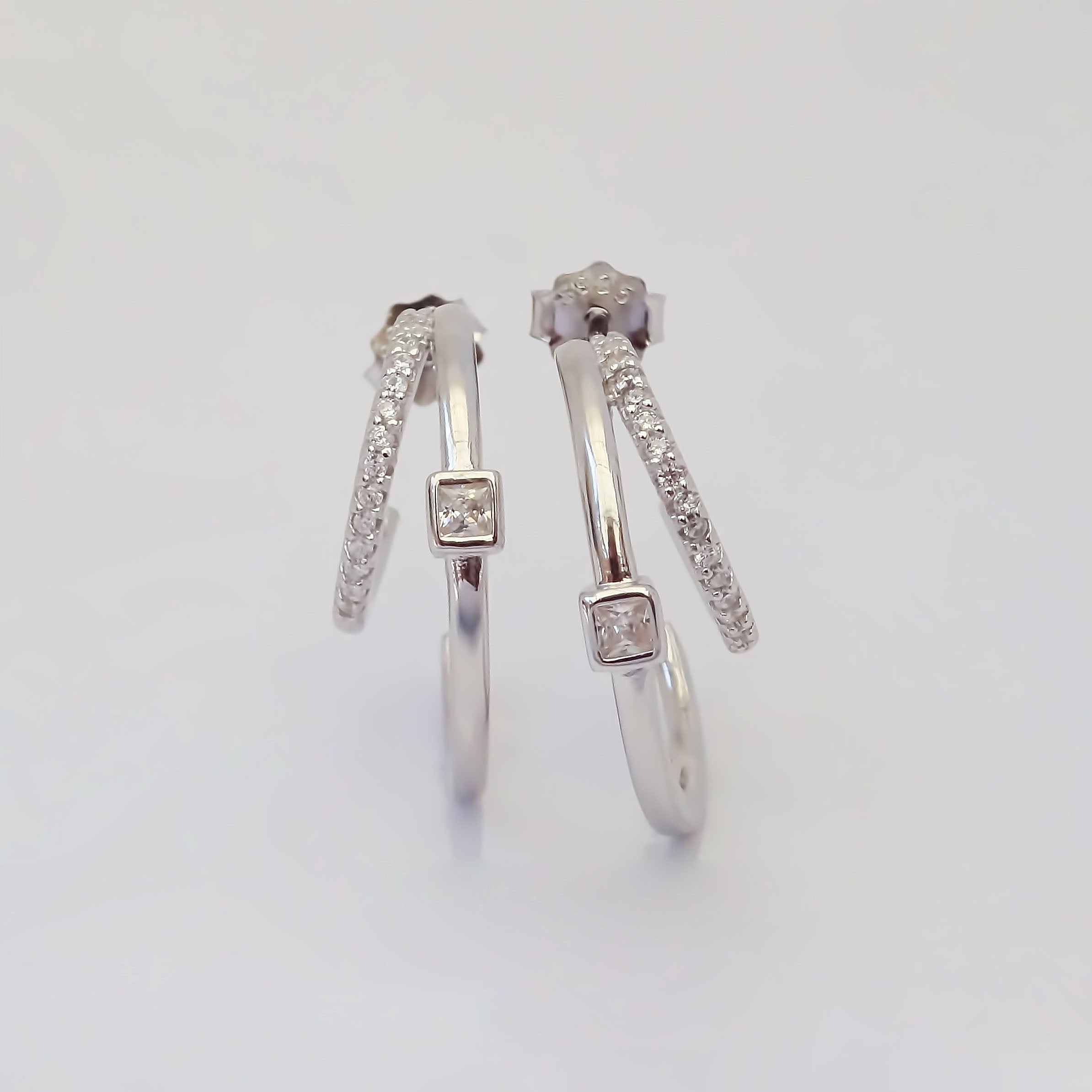 Amor Eterno - Doble Arracada / Plata Con Oro