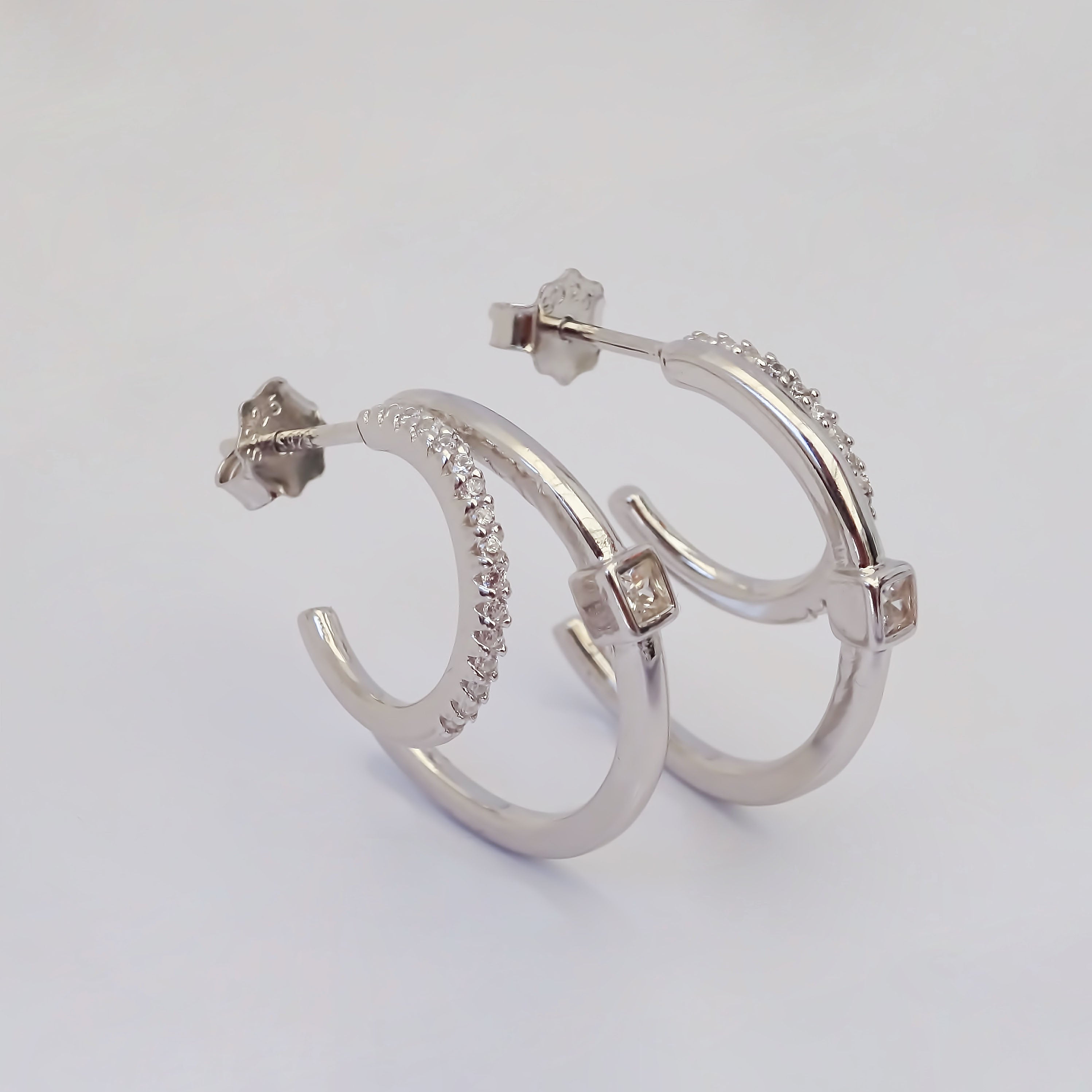 Amor Eterno - Doble Arracada / Plata Con Oro