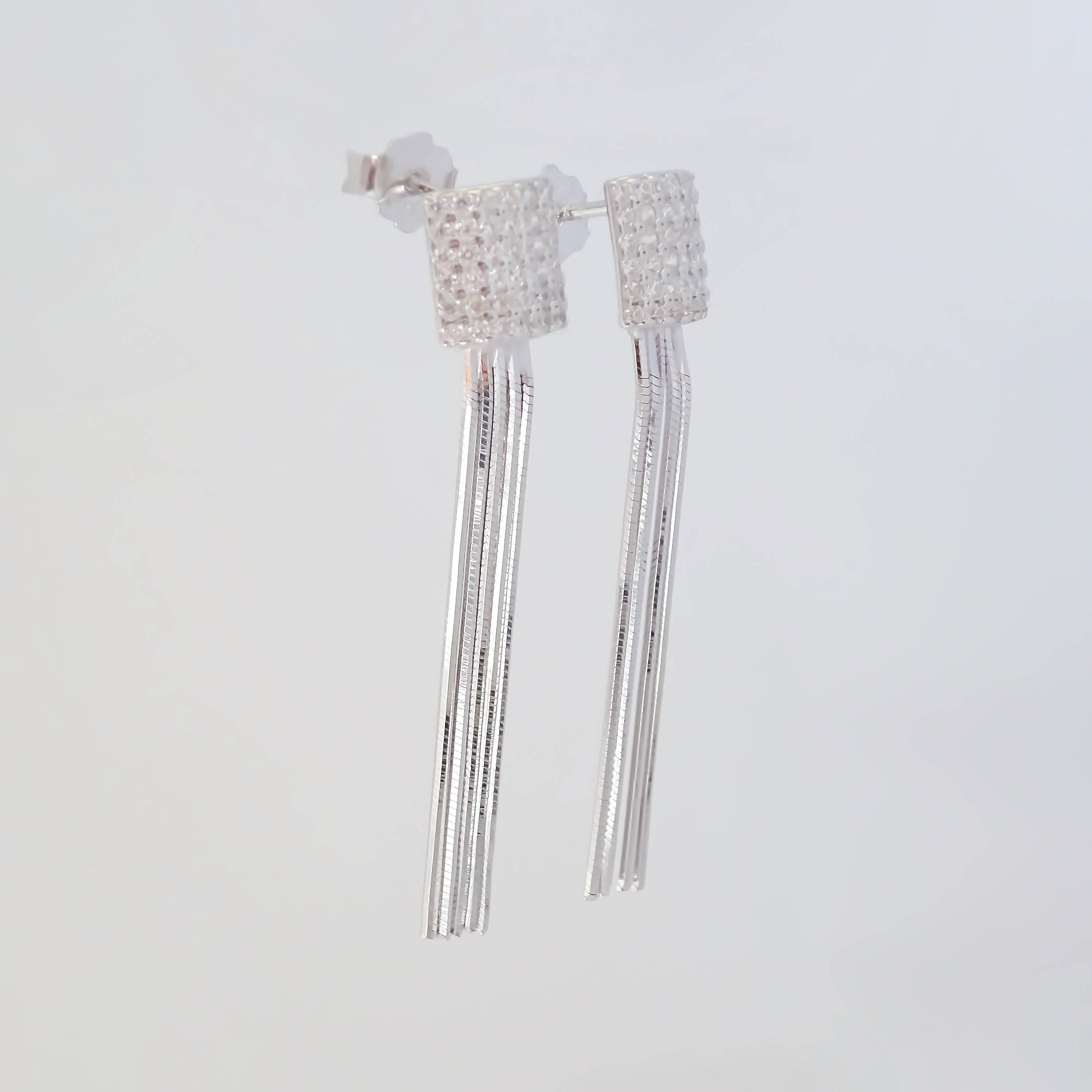Amor Eterno - Broqueles Cuadro Lluvia / Plata Con Oro