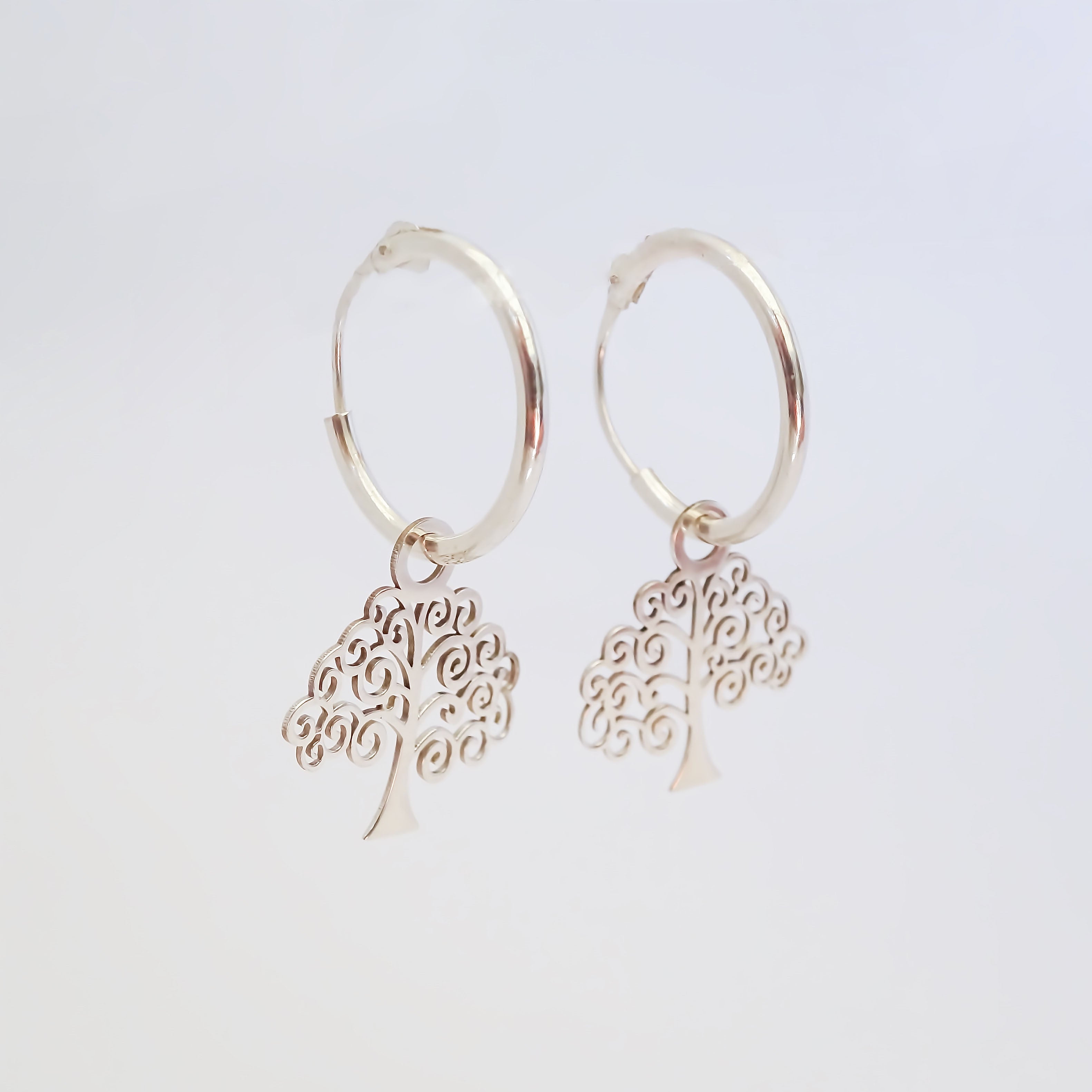 Amor Eterno - Árbol De La Vida Con Arracada / Plata Con Oro
