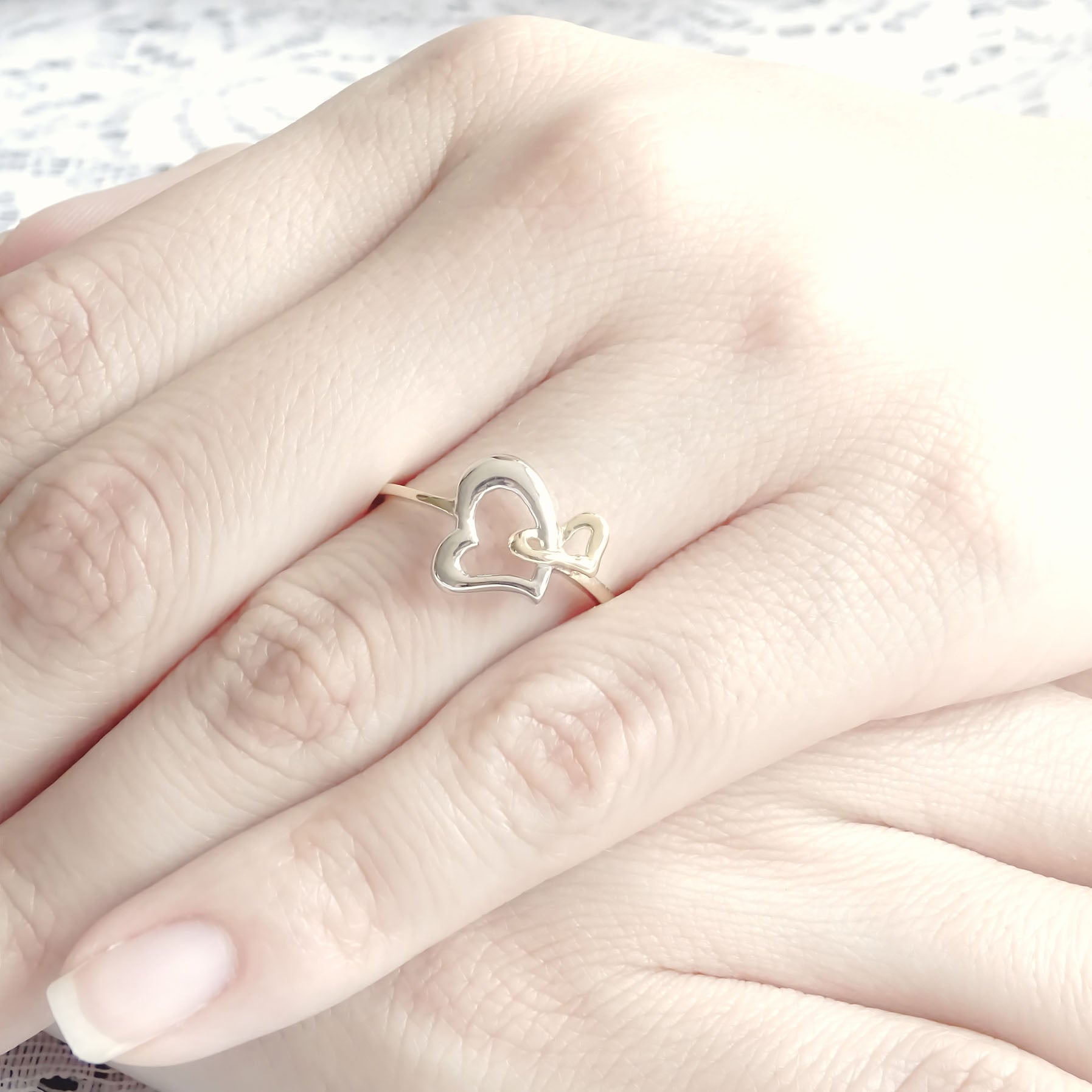 Amor Eterno - Anillo Corazones Unidos / Oro 14k Sólido