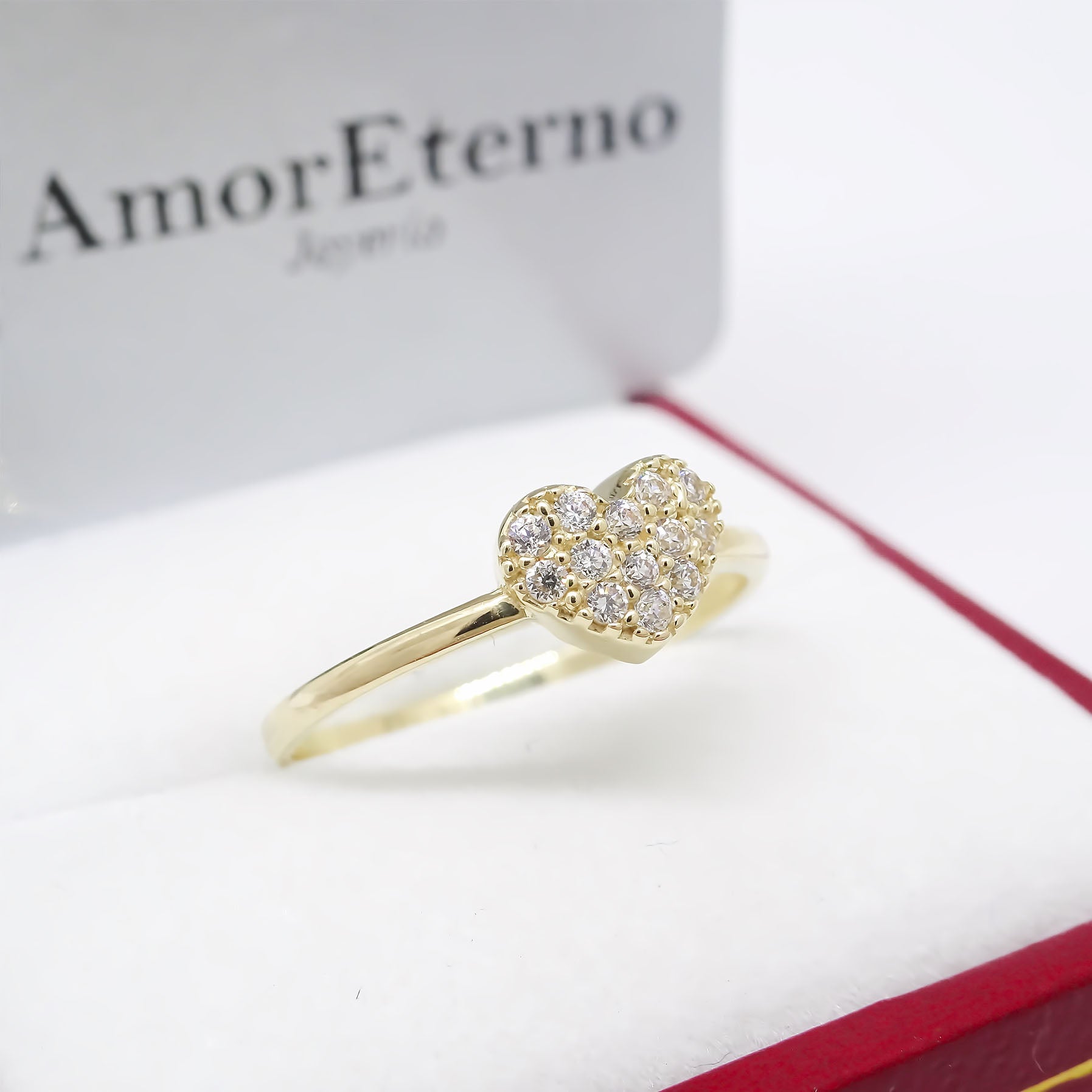 Romántico Anillo Corazón Bombón En Oro 10k Sólido