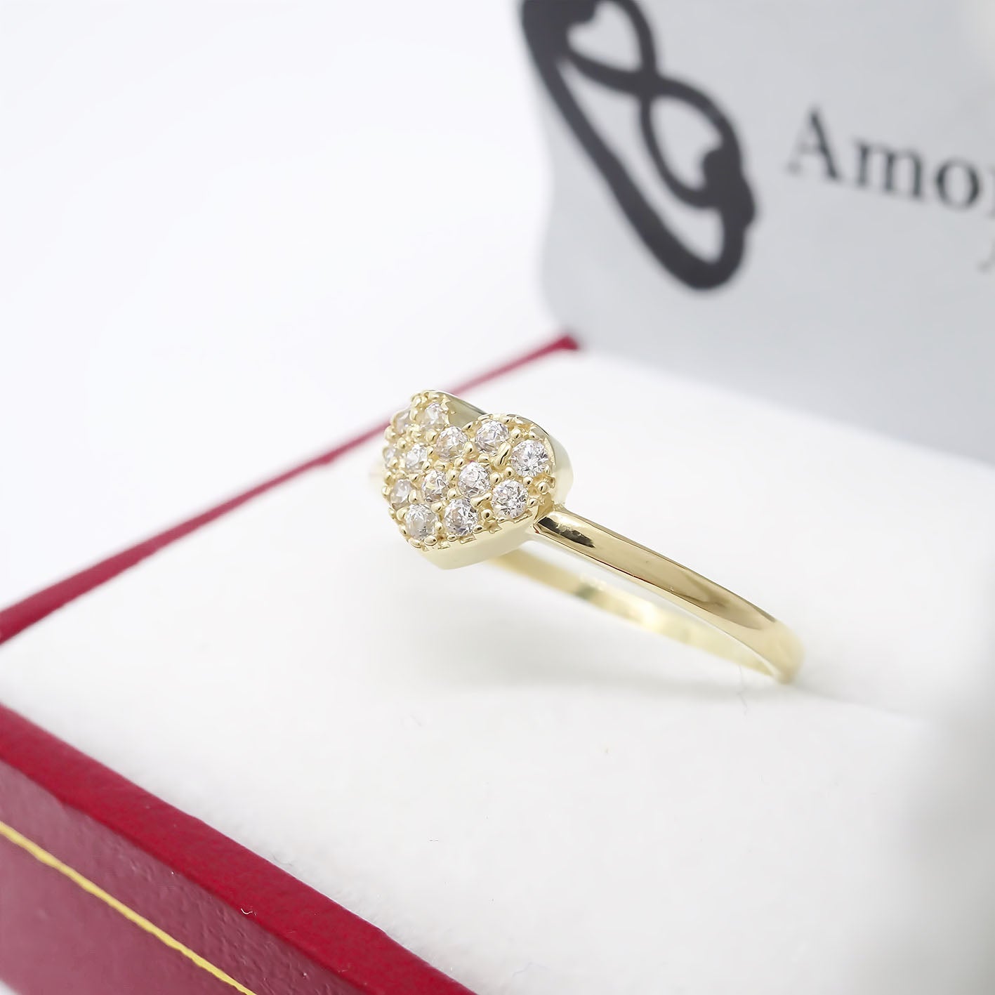 Amor Eterno - Anillo Corazón Bombón / Oro Sólido 14k