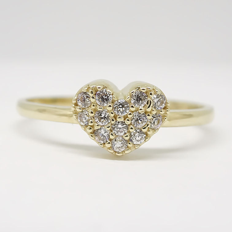 Romántico Anillo Corazón Bombón En Oro 10k Sólido
