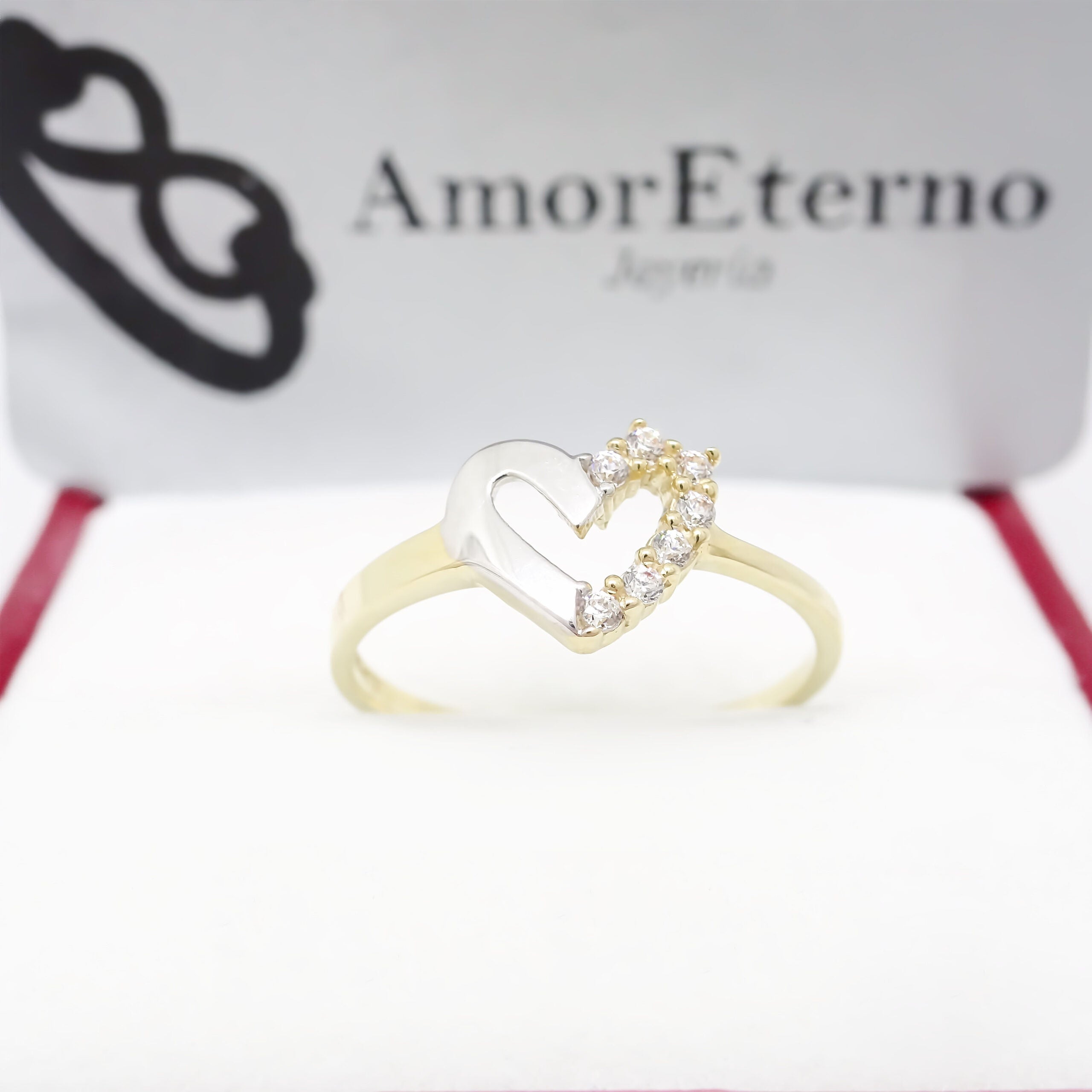 Amor Eterno - Anillo / Corazón Due Tono / Oro 10k