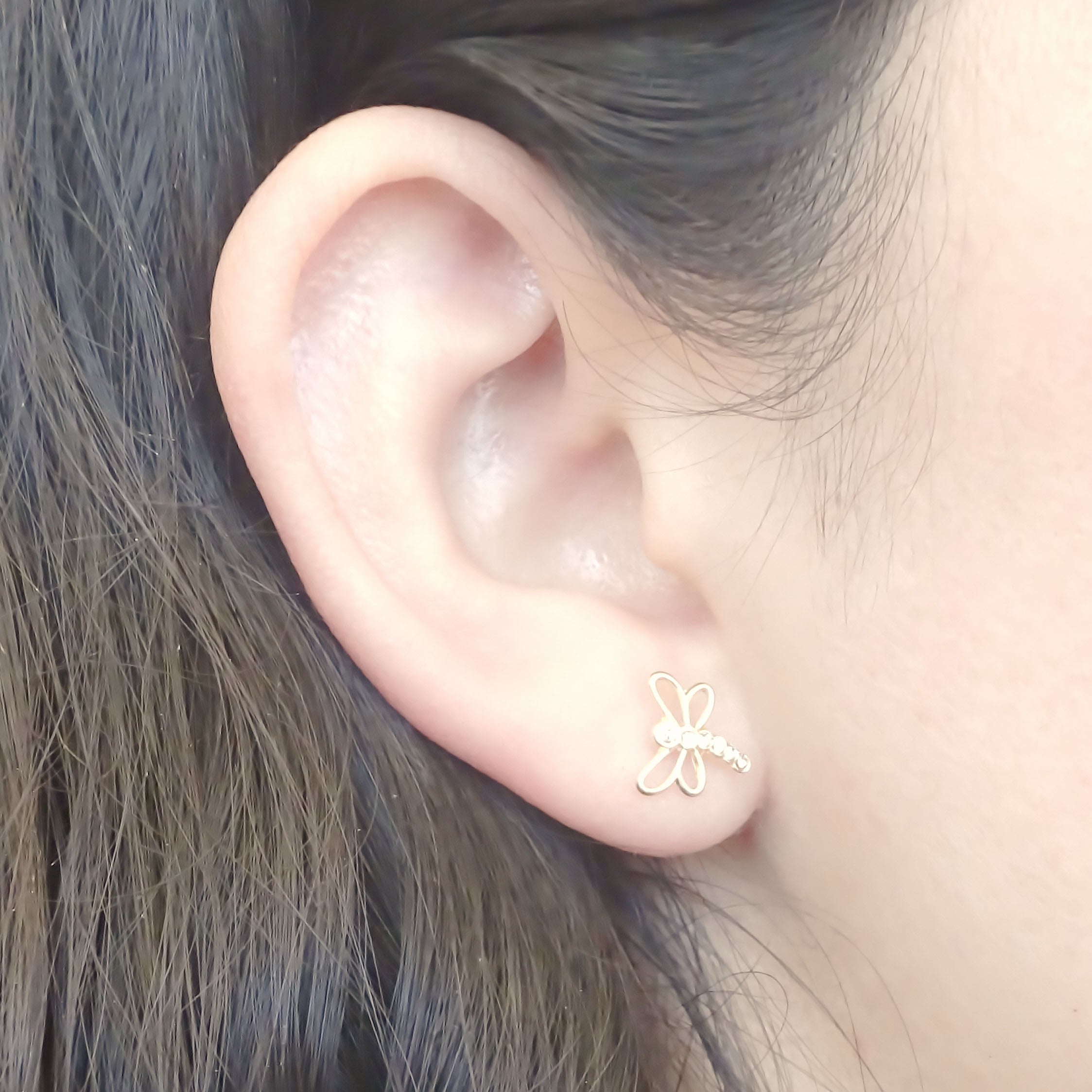 Amor Eterno - Broqueles Libélula Libelle / Oro 10k