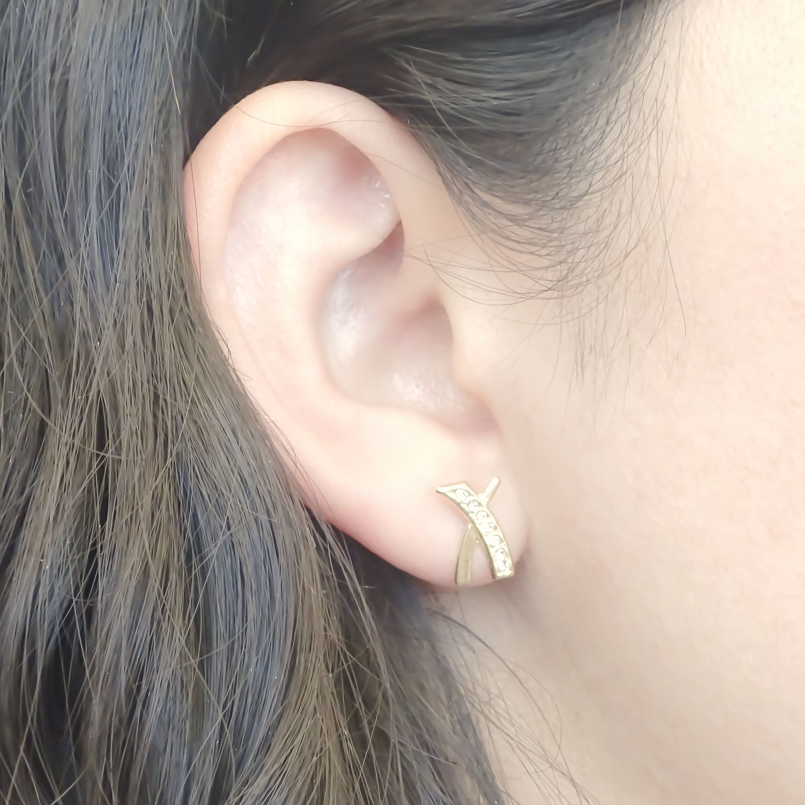 Amor Eterno - Broqueles Par Elegance X Aretes / Oro 10k