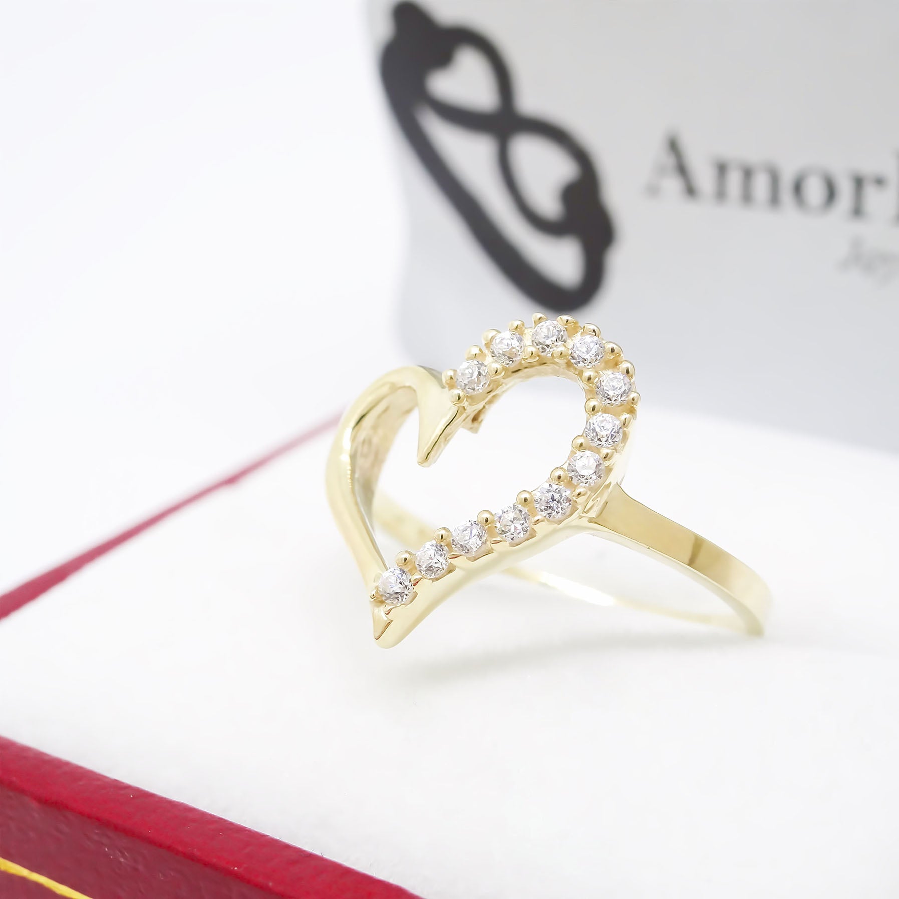Amor Eterno - Anillo Corazón Espiga / Oro 14K