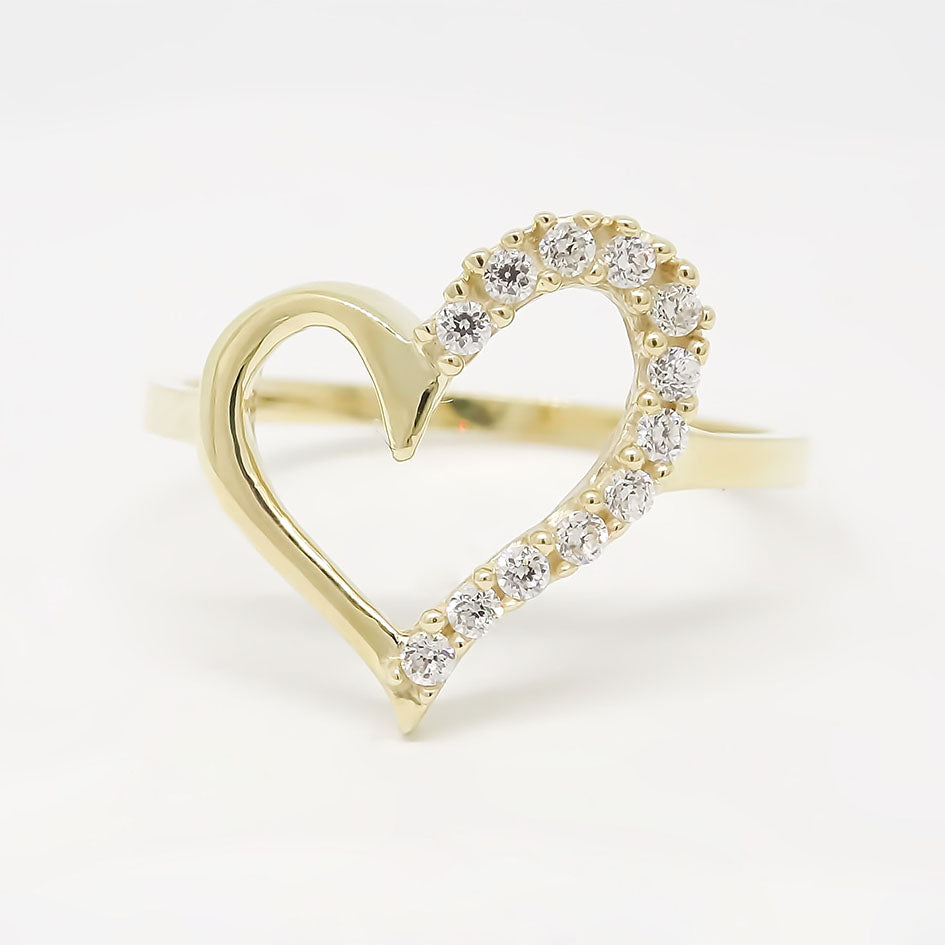 Amor Eterno - Anillo Corazón Espiga / Oro 10k Sólido