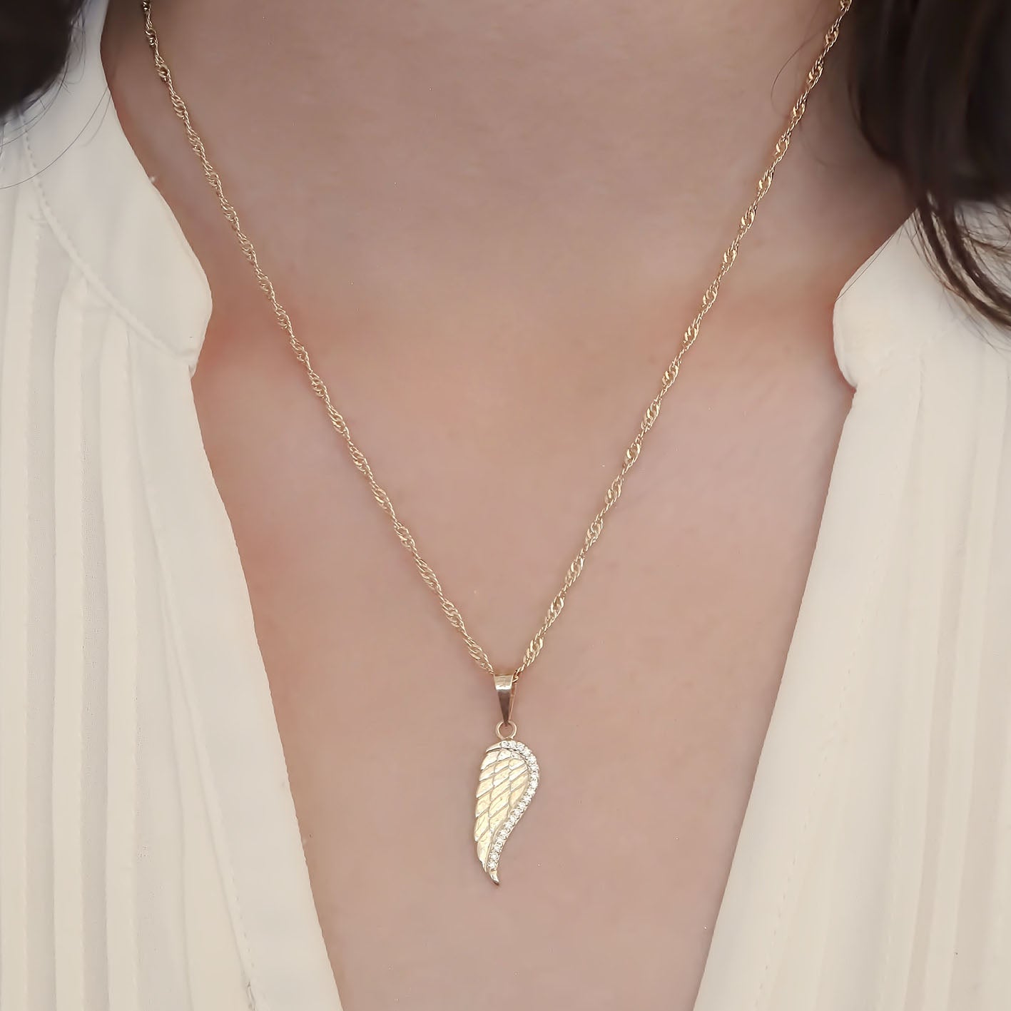 Amor Eterno - Dije Ala Protectora Ángel / Oro Sólido 10k