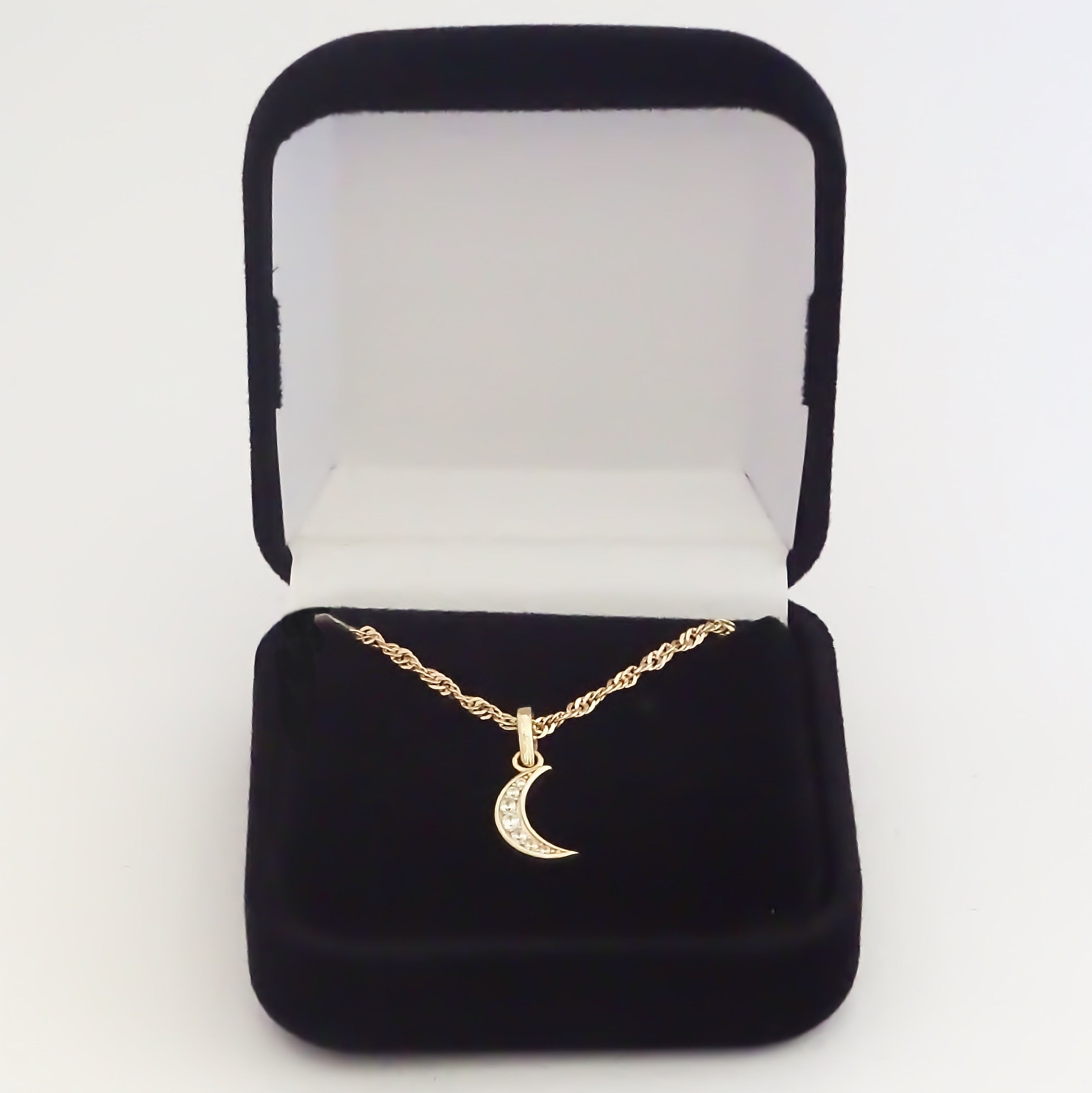 Amor Eterno - Dije Luna Brillante / Oro Sólido 10k