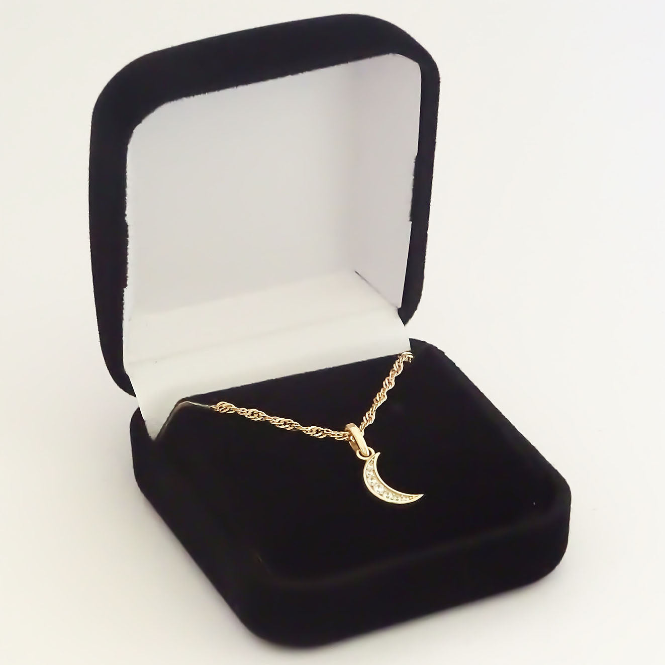 Amor Eterno - Dije Luna Brillante / Oro Sólido 10k