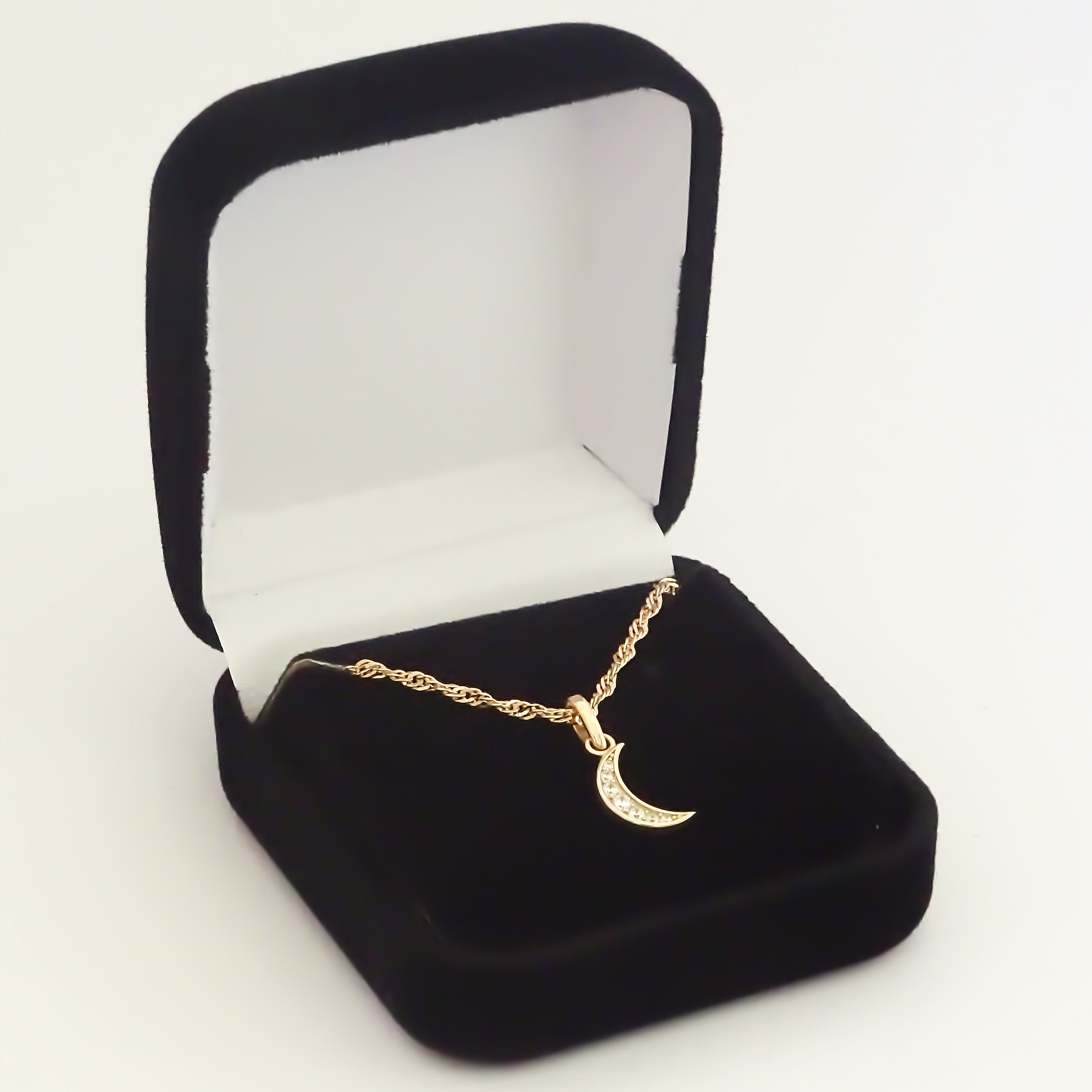 Amor Eterno - Dije Luna Brillante / Oro Sólido 10k