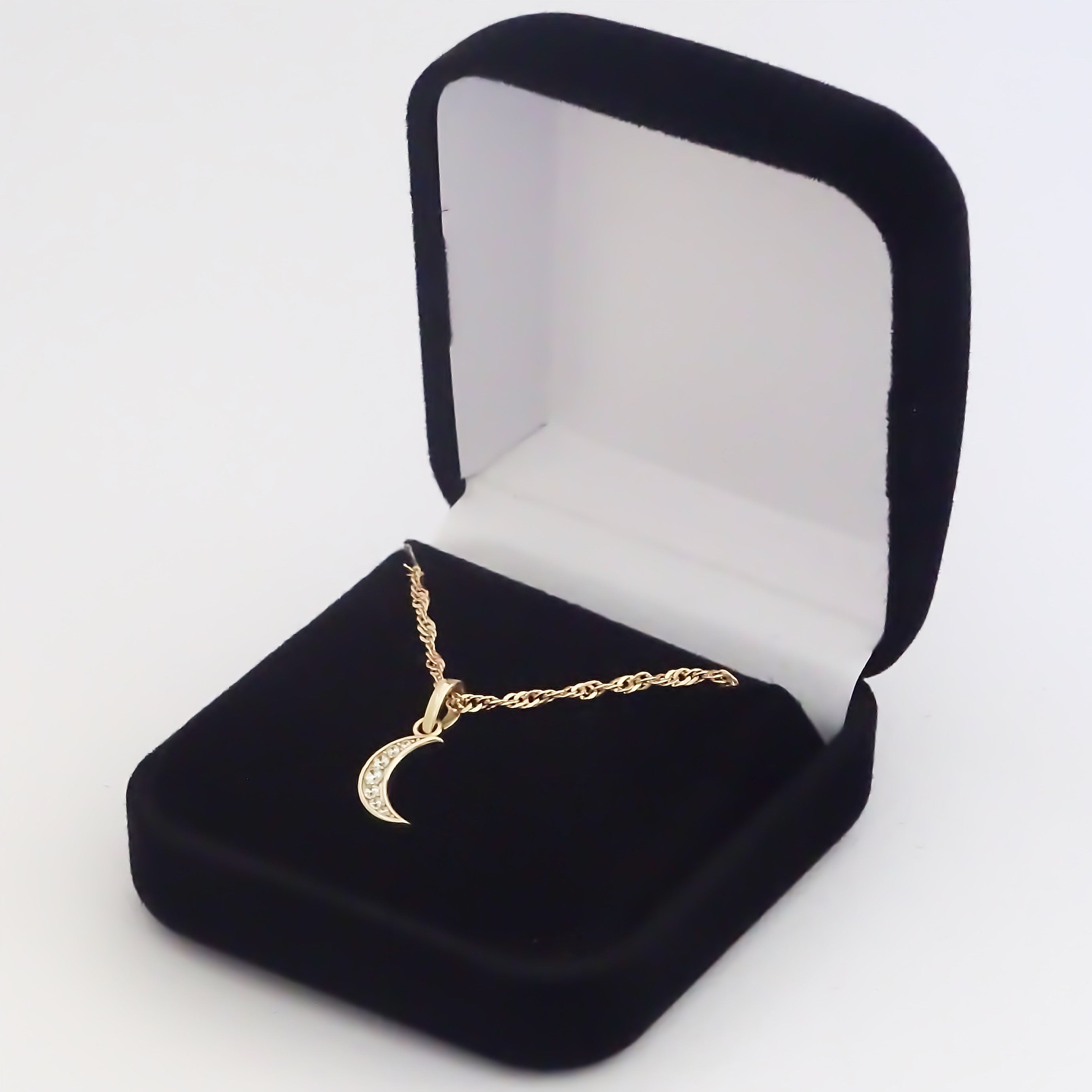Amor Eterno - Dije Luna Brillante / Oro Sólido 10k