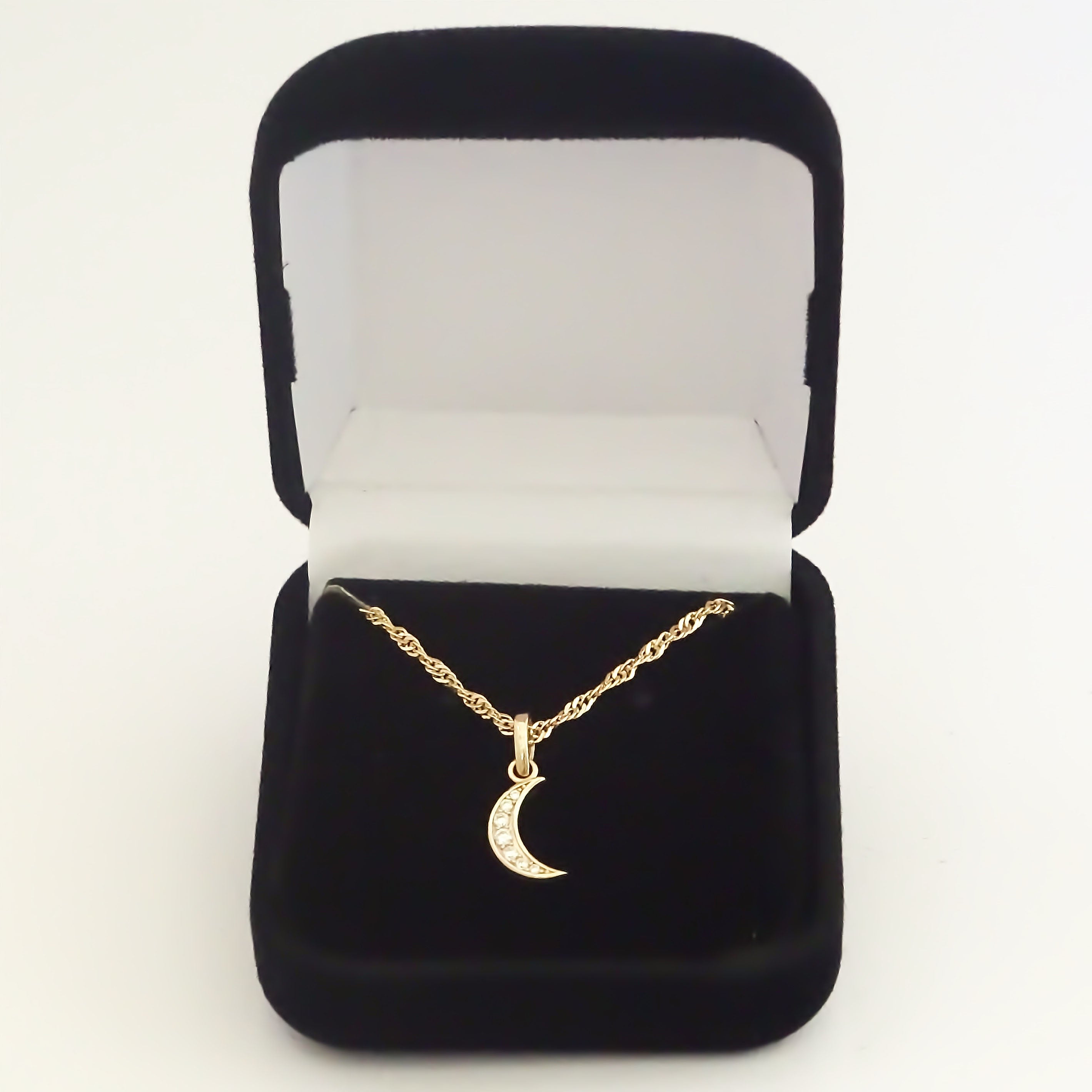 Amor Eterno - Dije Luna Brillante / Oro Sólido 10k