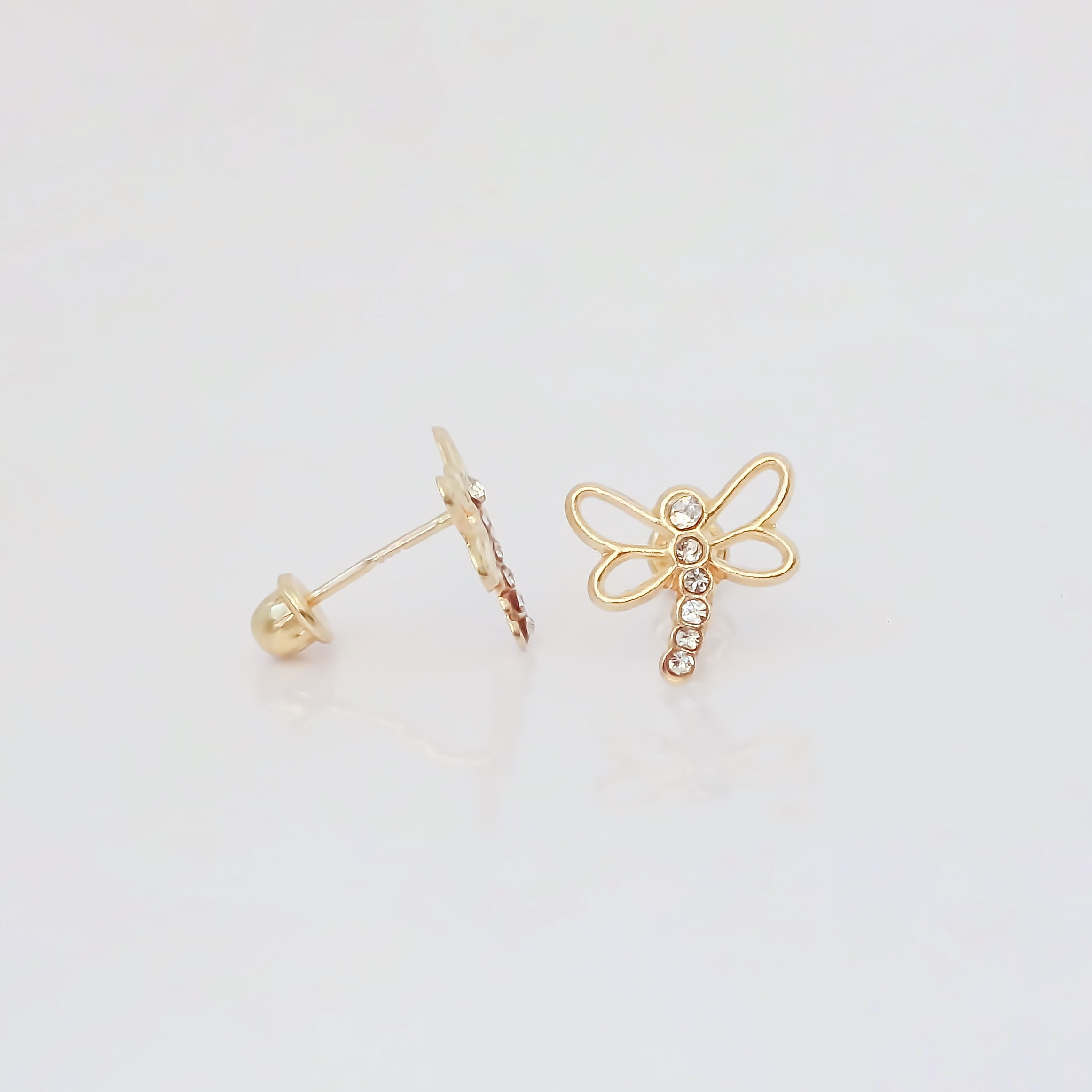 Amor Eterno - Broqueles Libélula Libelle / Oro 10k