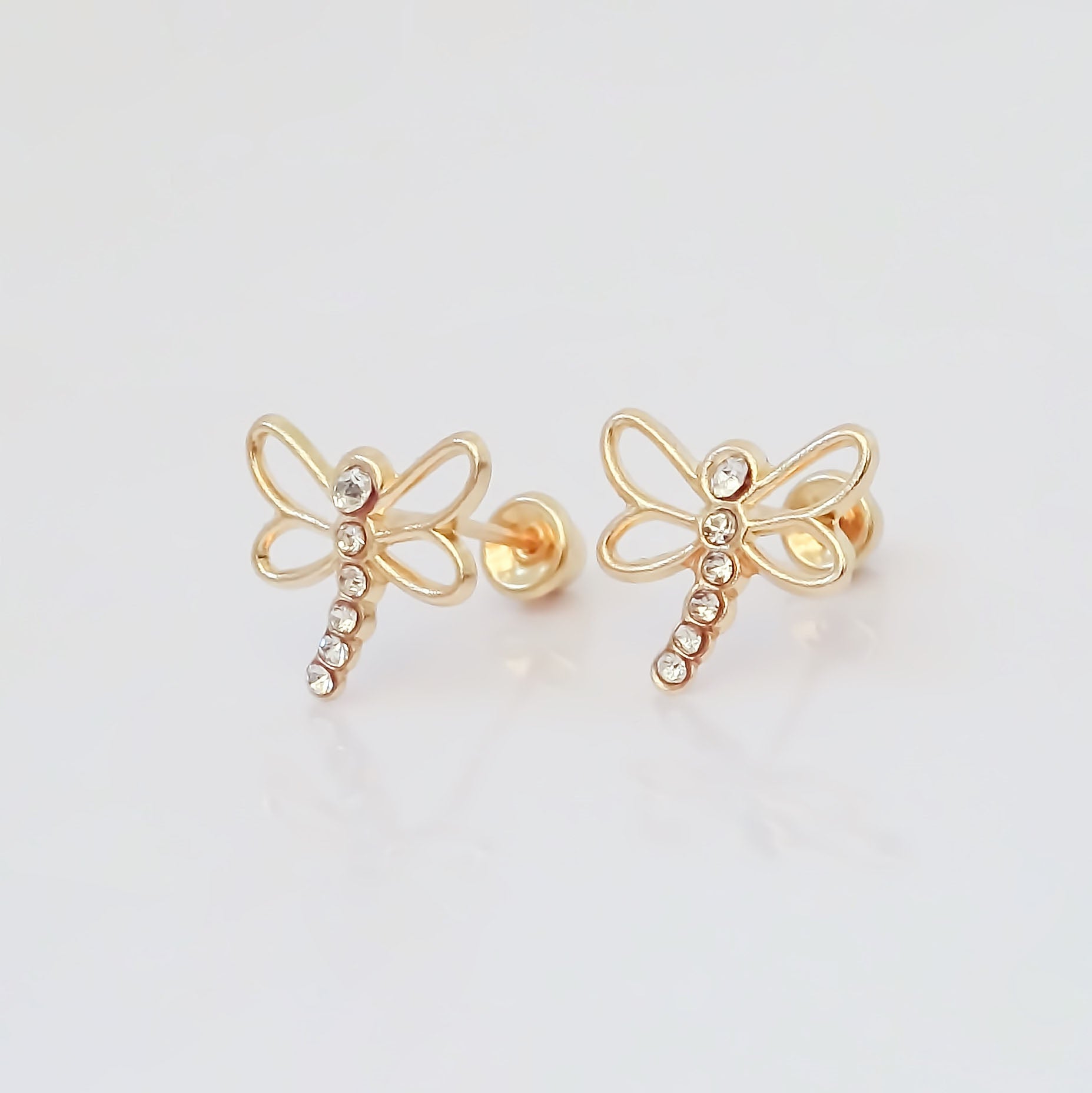 Amor Eterno - Broqueles Libélula Libelle / Oro 10k