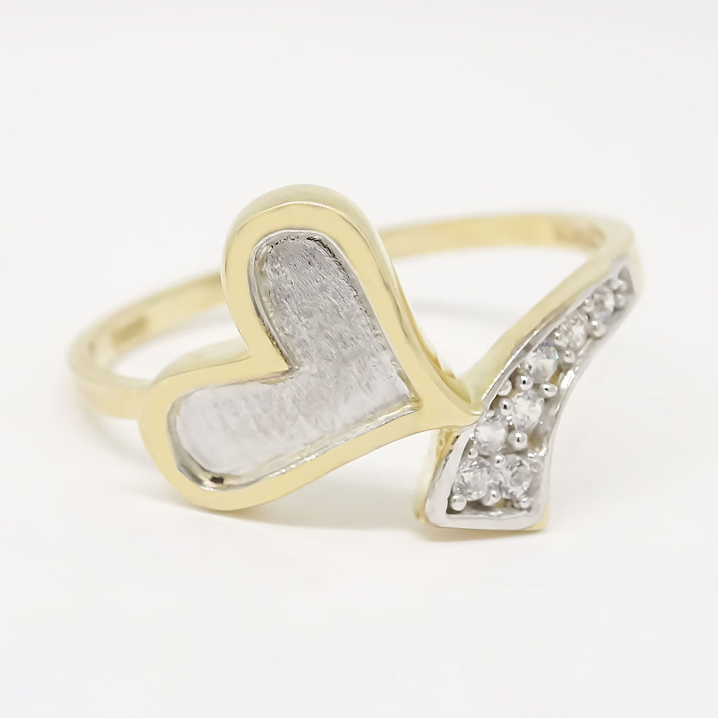 Amor Eterno - Anillo Corazón Ribbon / Oro Sólido 14k
