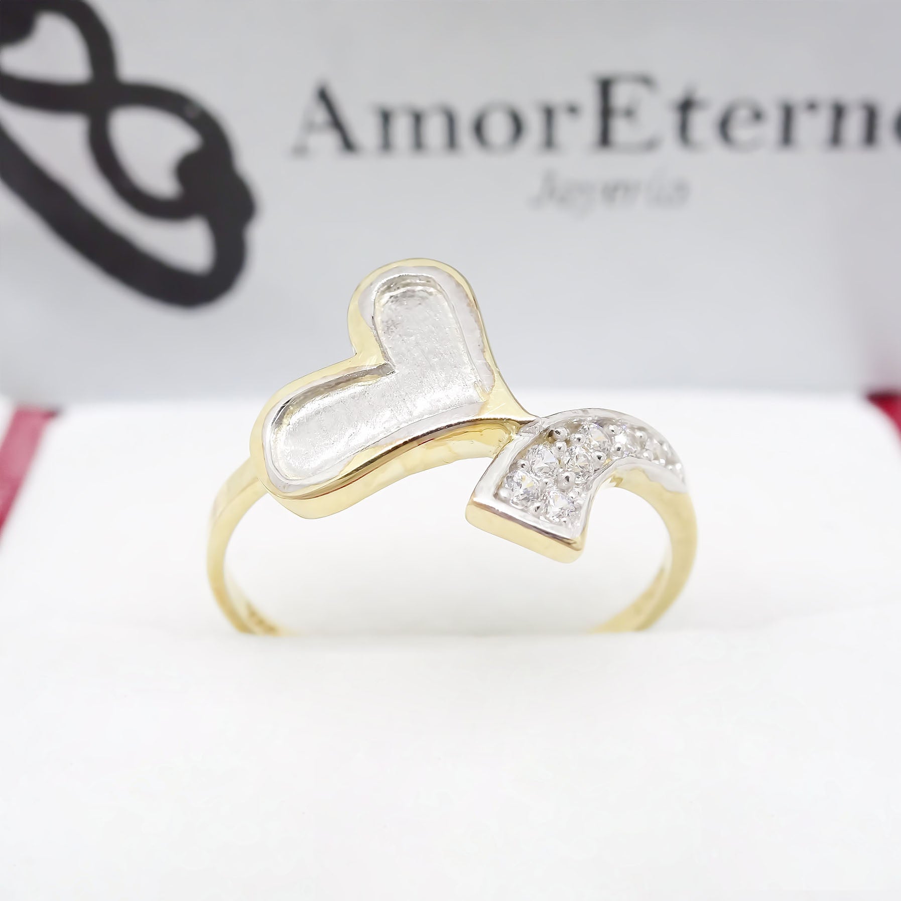 Amor Eterno - Anillo Corazón Ribbon / Oro Sólido 14k
