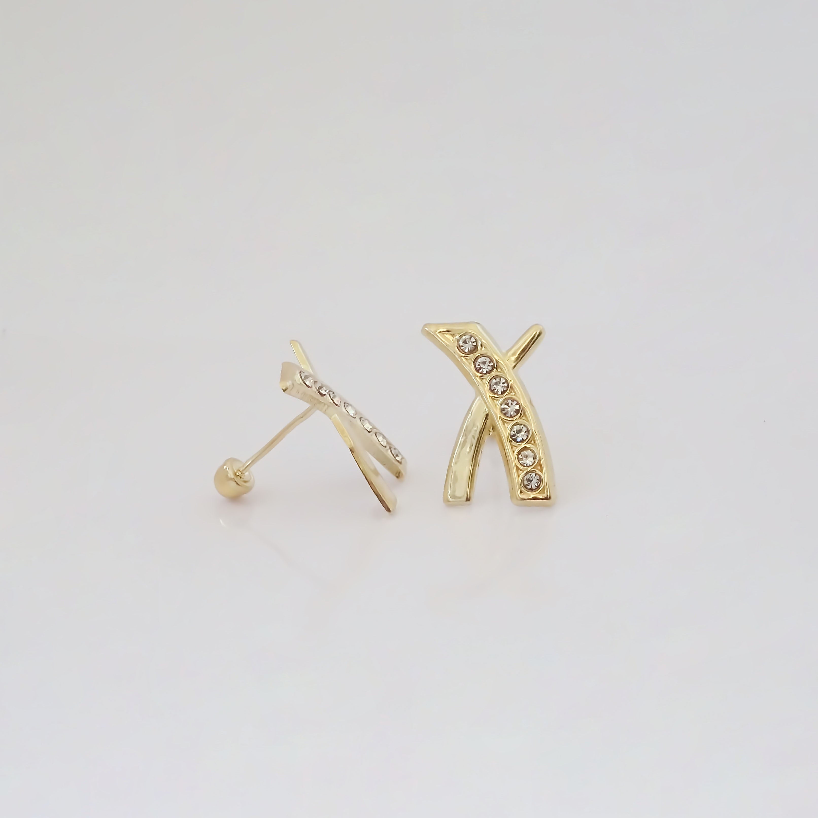 Amor Eterno - Broqueles Par Elegance X Aretes / Oro 10k
