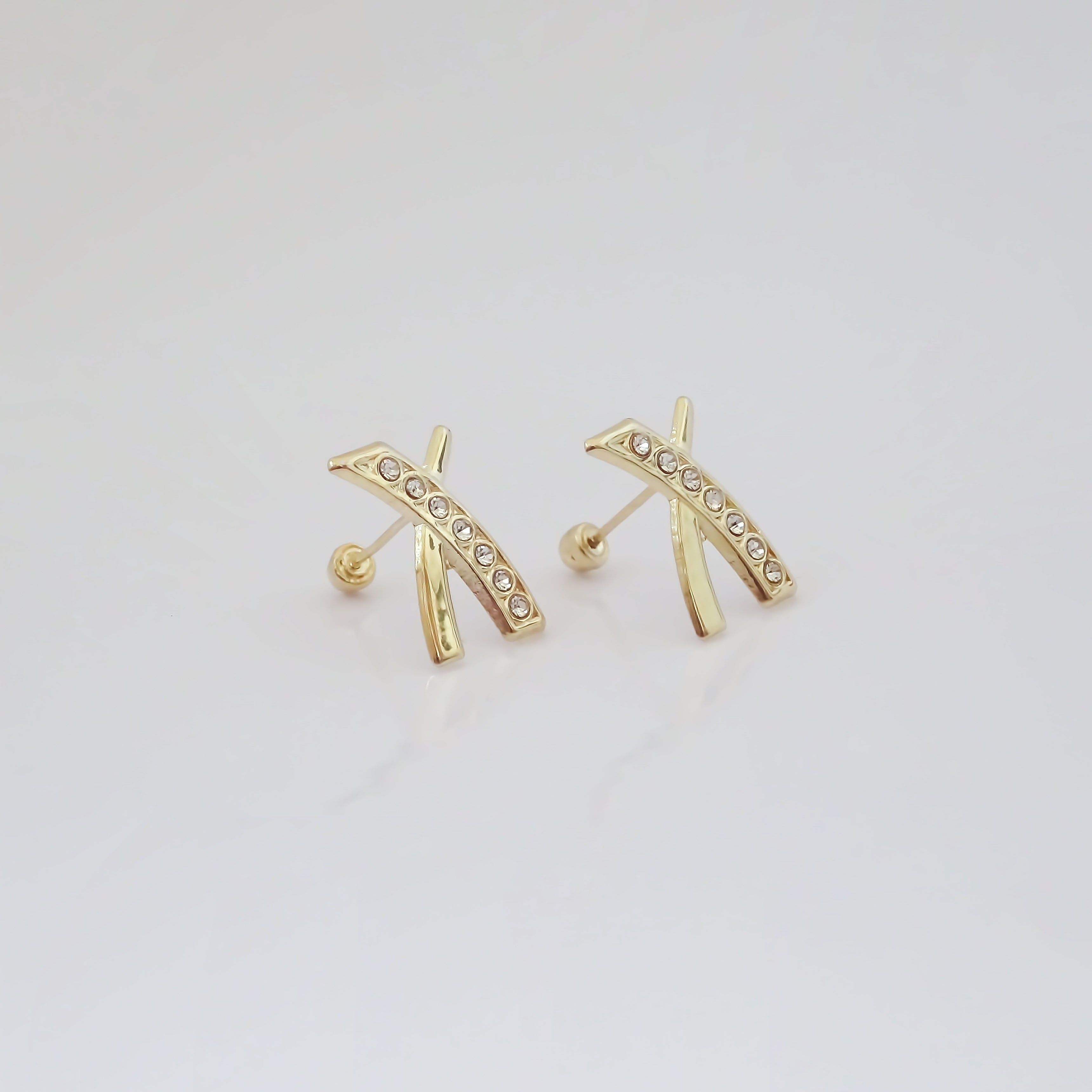 Amor Eterno - Broqueles Par Elegance X Aretes / Oro 10k