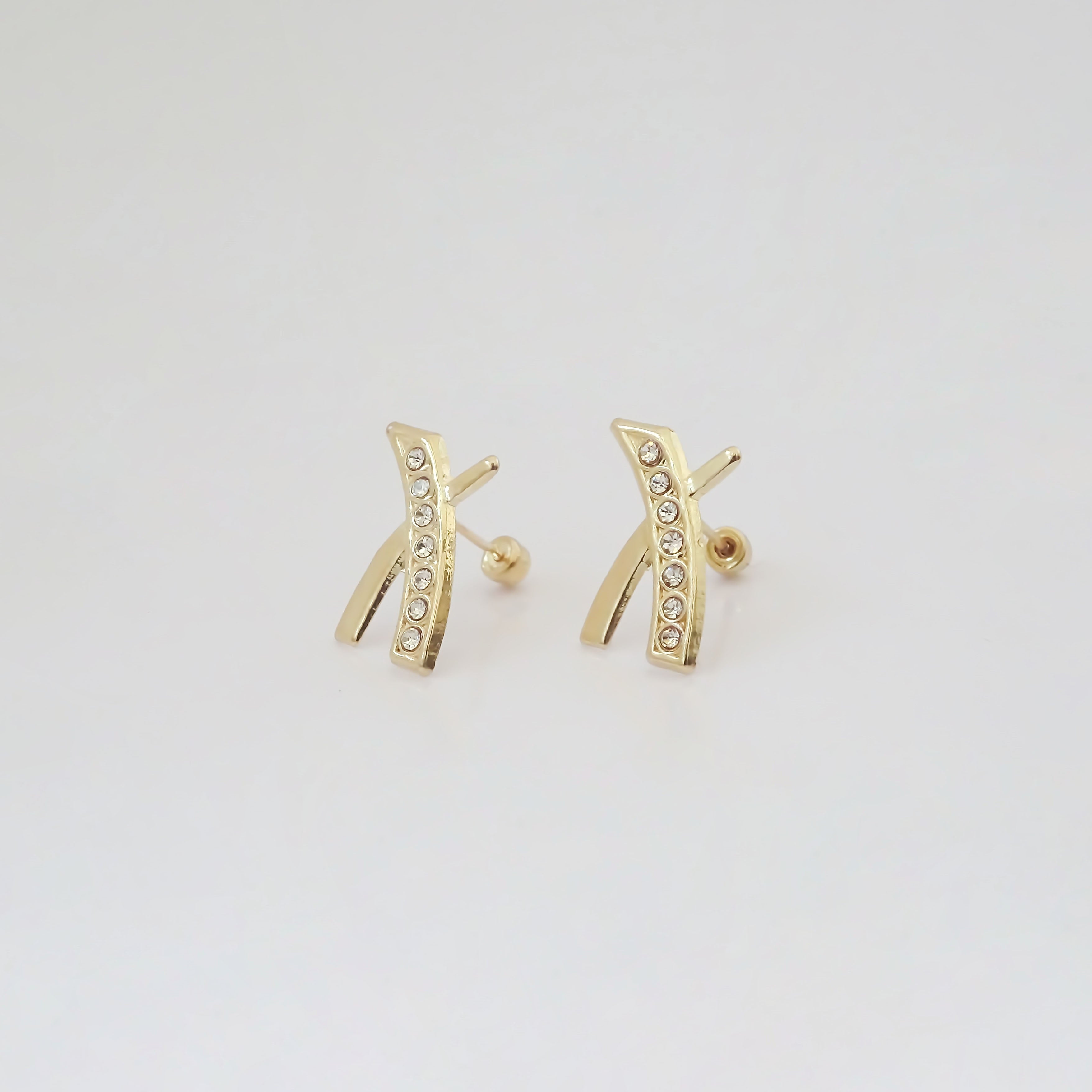 Amor Eterno - Broqueles Par Elegance X Aretes / Oro 10k