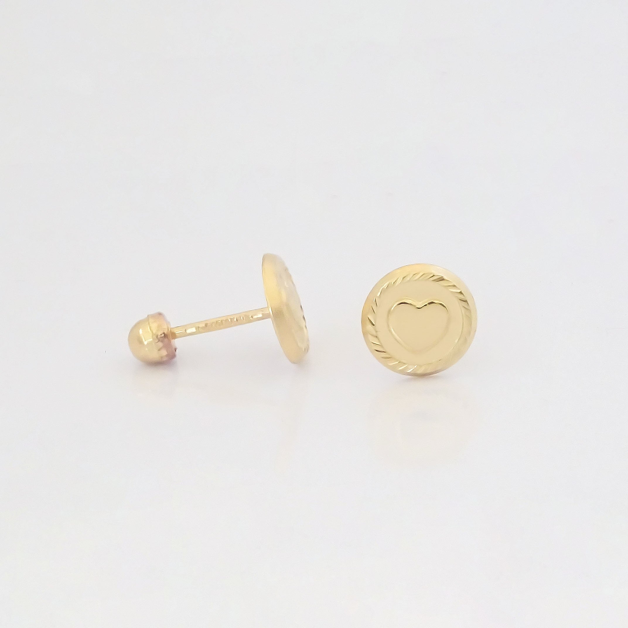 Amor Eterno - Broqueles / Botón Corazón / Aretes Oro 10k