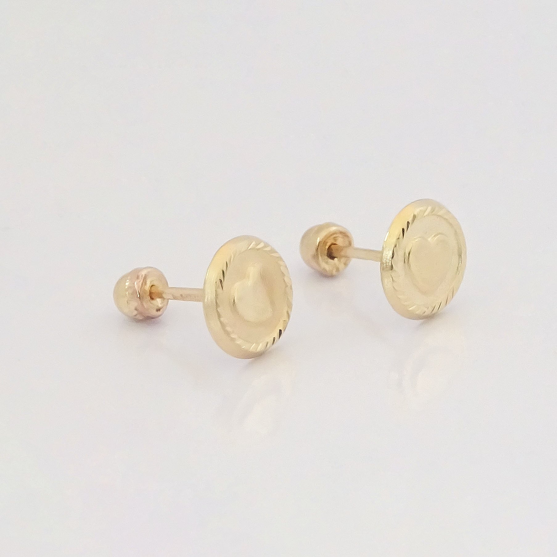 Amor Eterno - Broqueles / Botón Corazón / Aretes Oro 10k