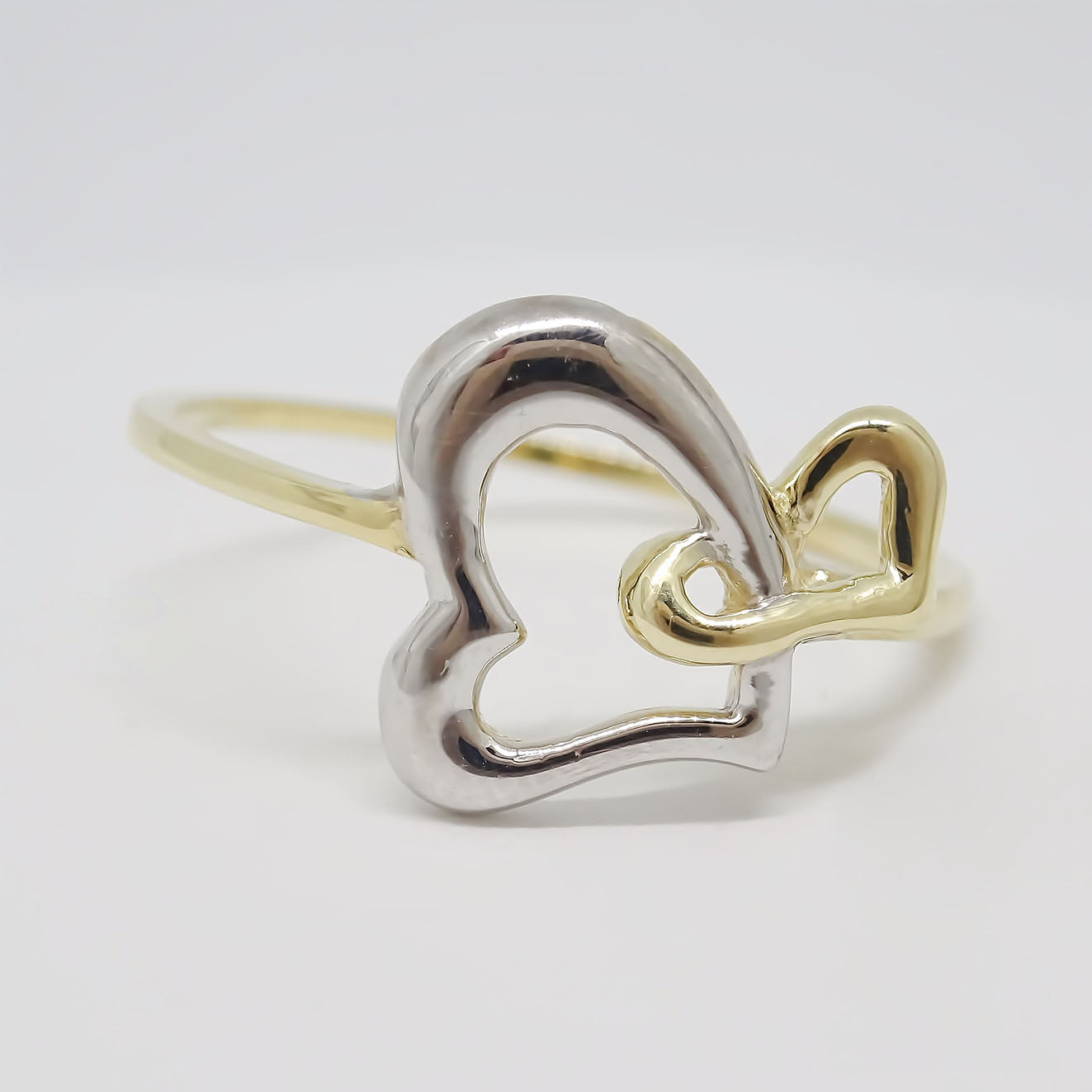 Amor Eterno - Anillo Corazones Unidos / Oro 10k Sólido
