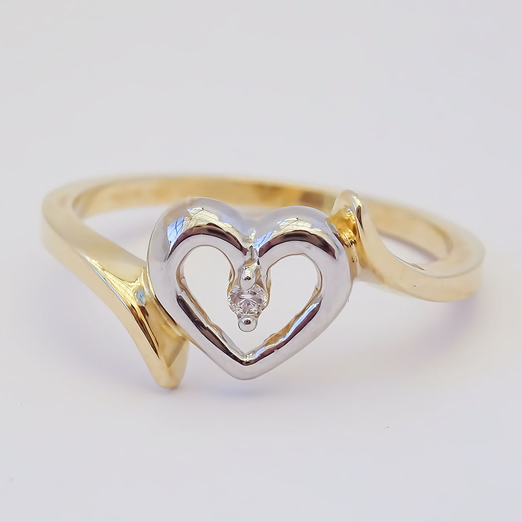 Amor Eterno - Anillo Corazón Diamante / Oro 14k Sólido