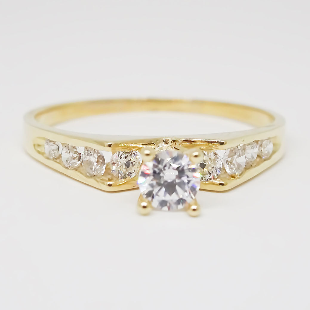 Amor Eterno - Anillo Solitario / Nevada / Oro 10k Solido