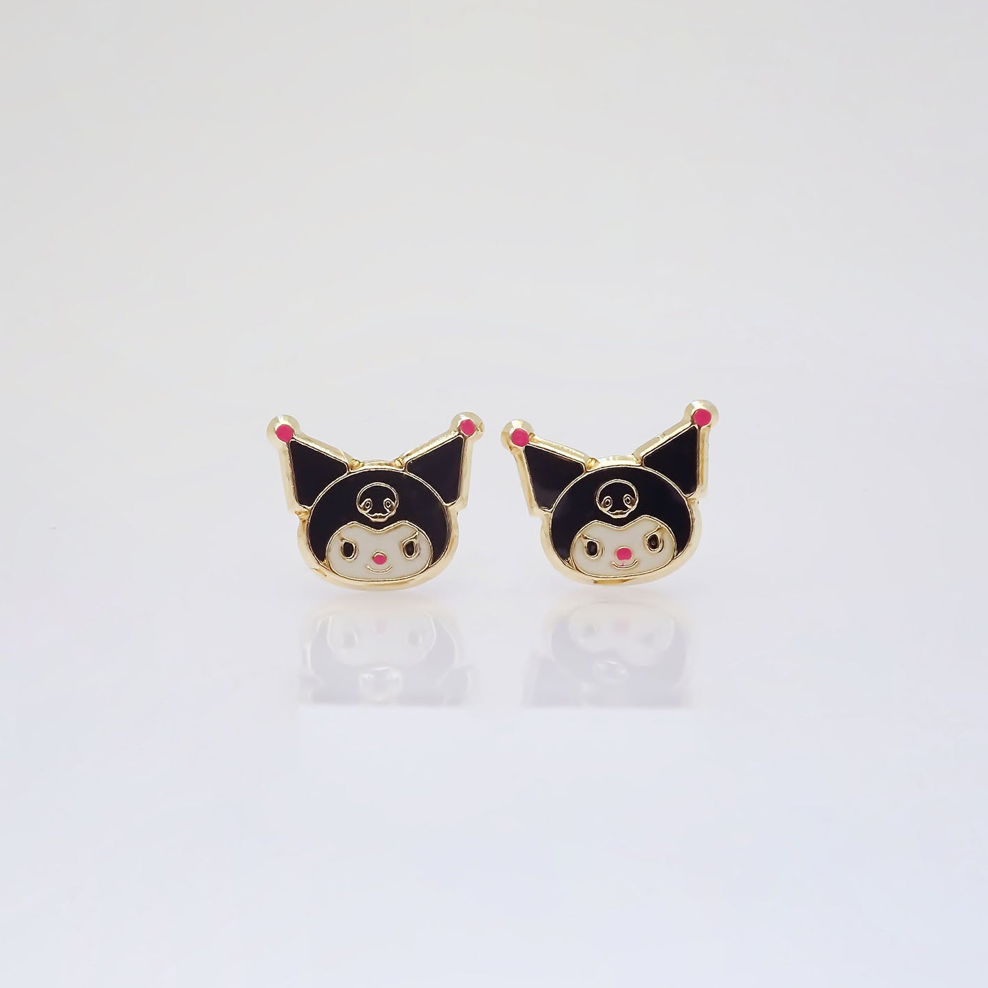 Amor Eterno - Broqueles / Kuromi Carita / Aretes Oro 10k