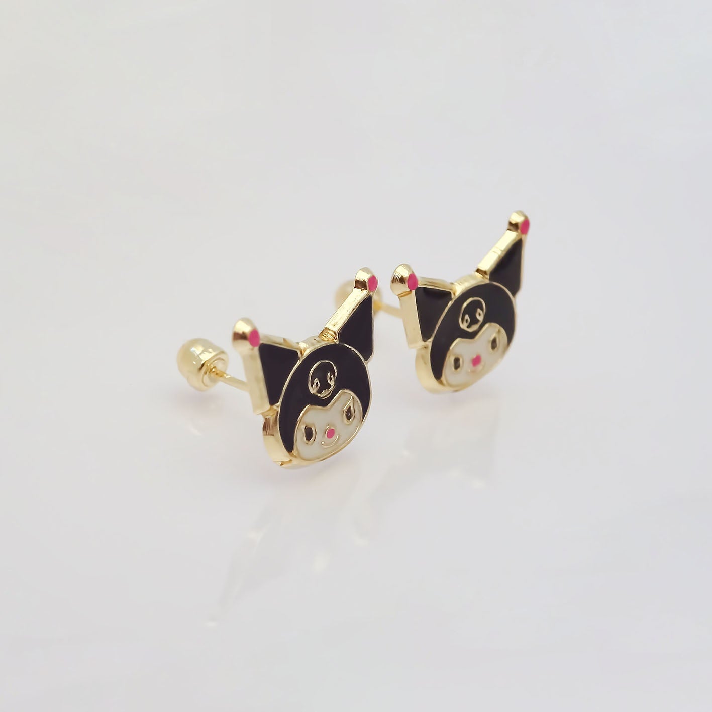 Amor Eterno - Broqueles / Kuromi Carita / Aretes Oro 10k
