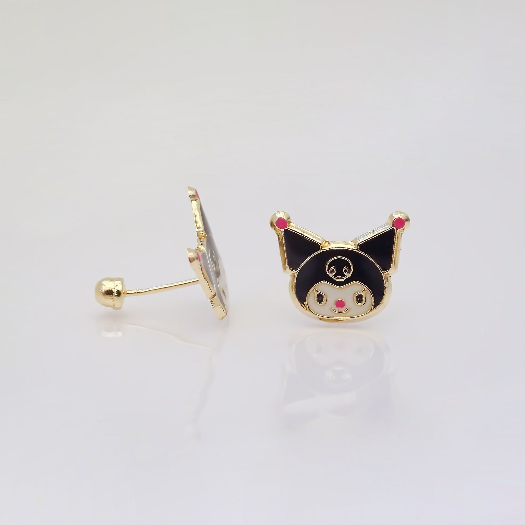 Amor Eterno - Broqueles / Kuromi Carita / Aretes Oro 10k