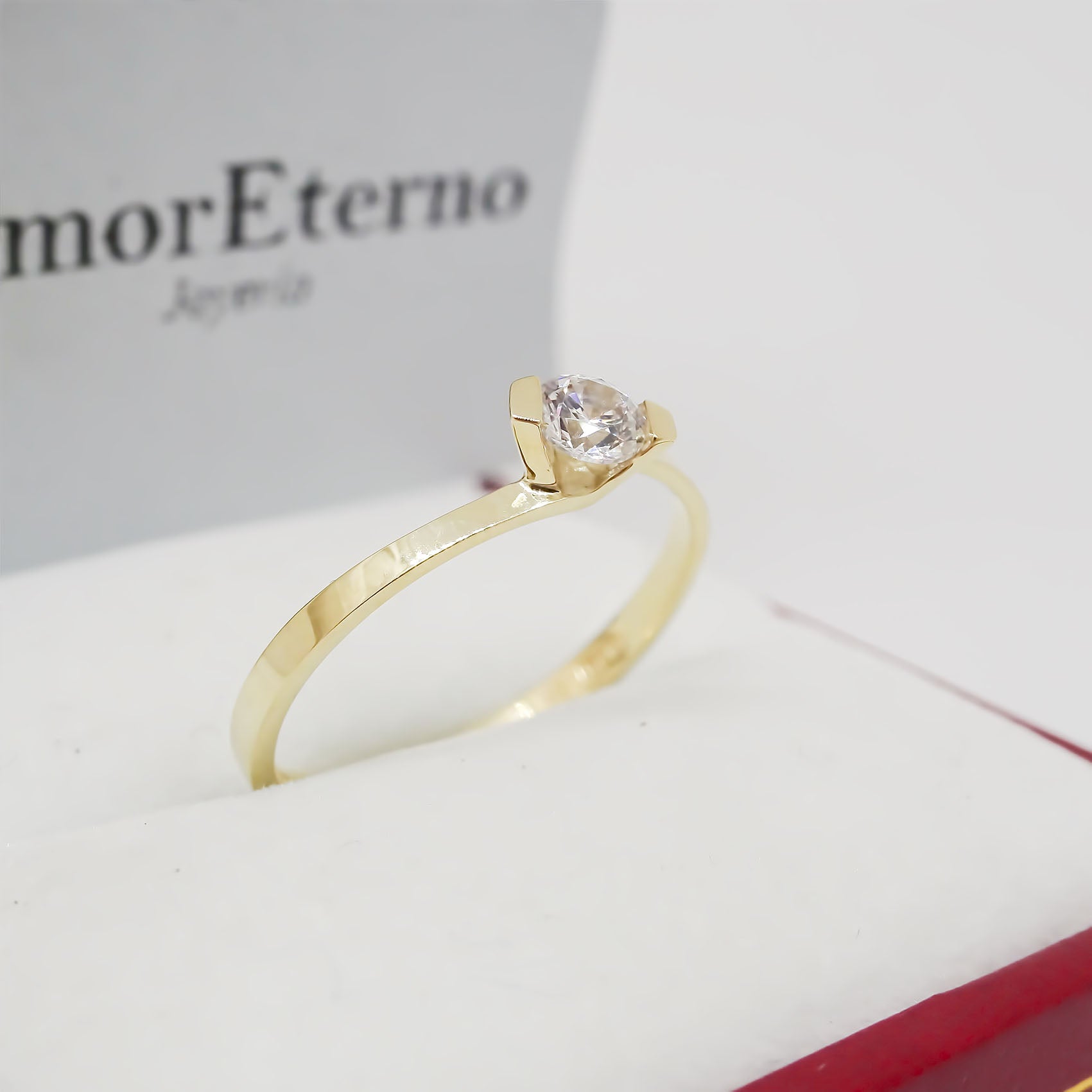Amor Eterno - Compromiso / Anillo Circulo Plano / Oro 14k Solido