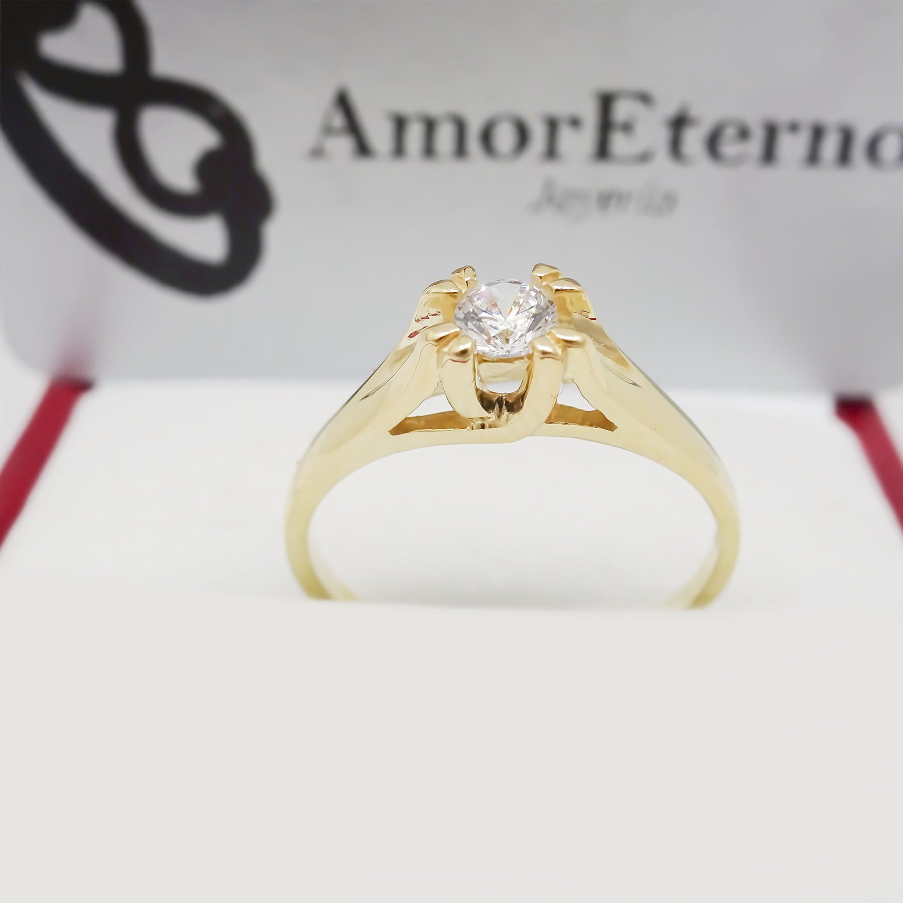 Amor Eterno - Anillo Inglés / Oro Sólido 14k
