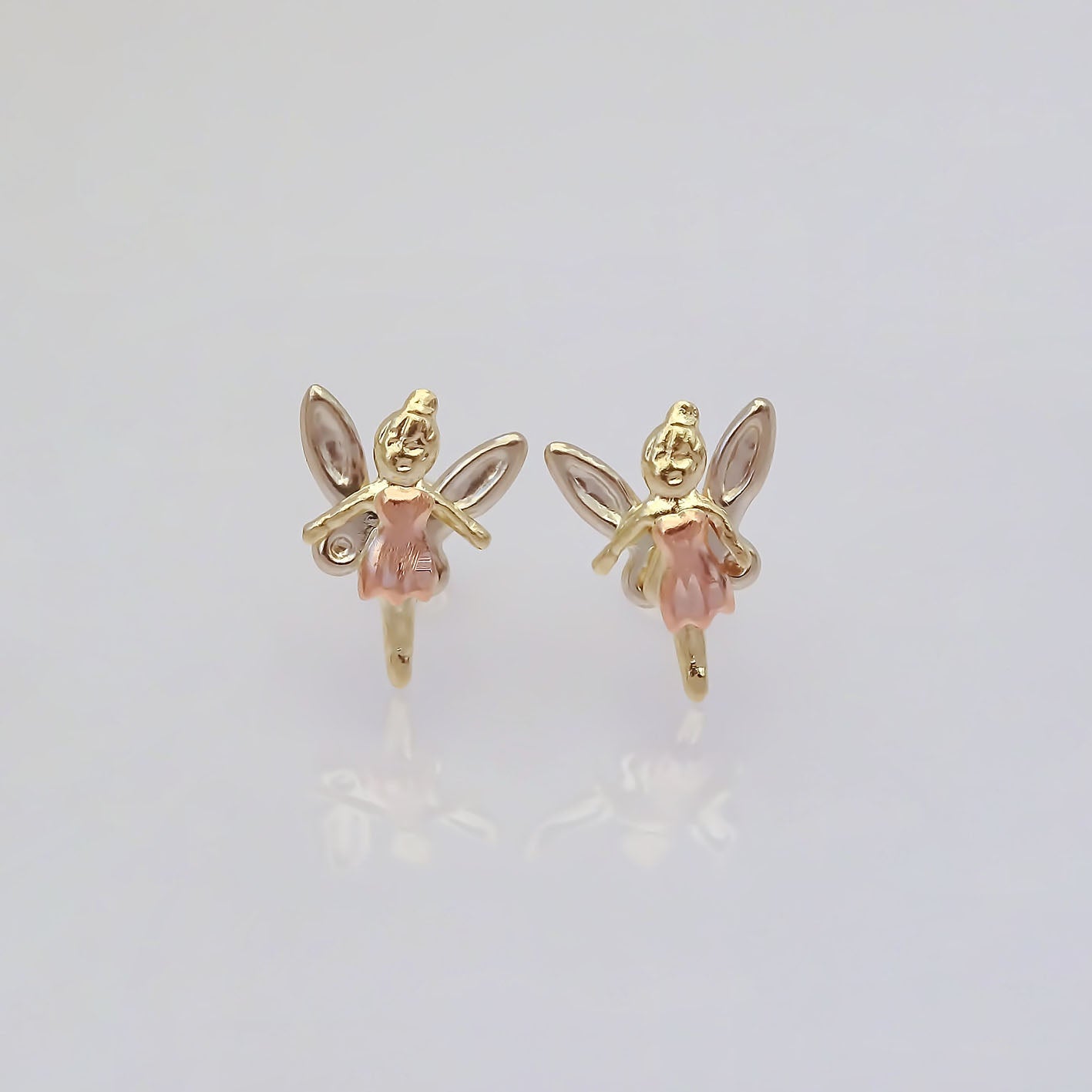 Amor Eterno - Broqueles Hada / Aretes Oro Sólido 10k