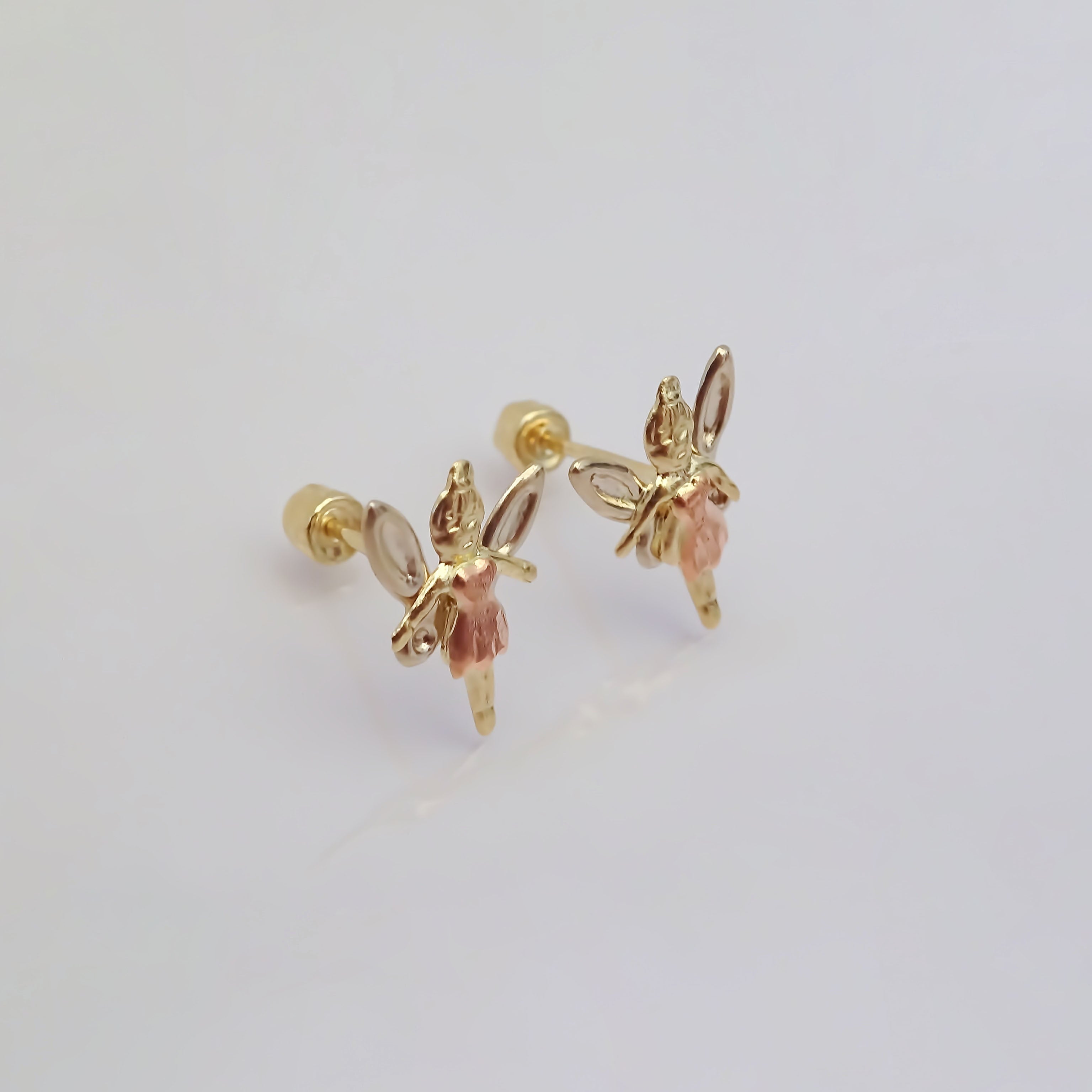 Amor Eterno - Broqueles Hada / Aretes Oro Sólido 10k