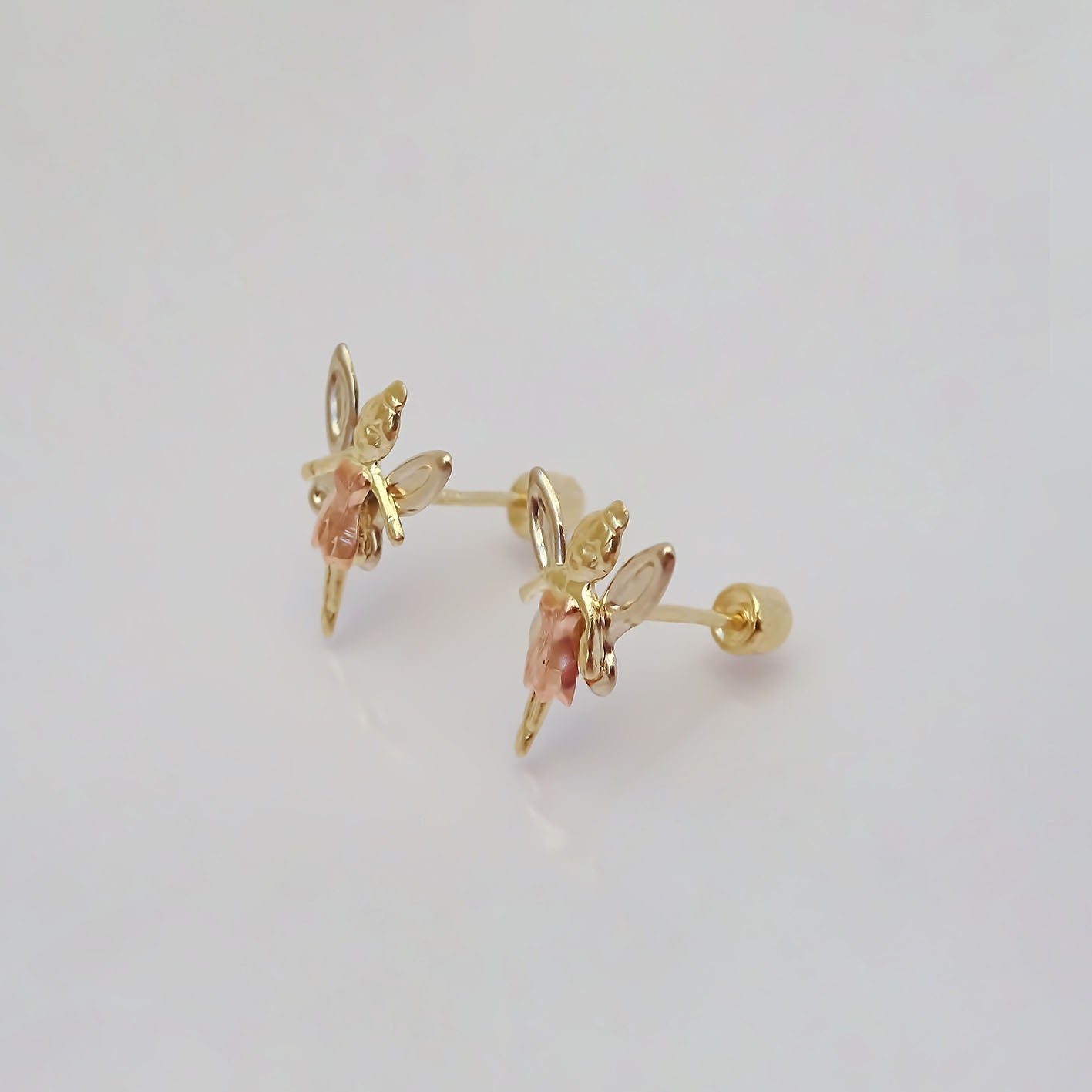 Amor Eterno - Broqueles Hada / Aretes Oro Sólido 10k