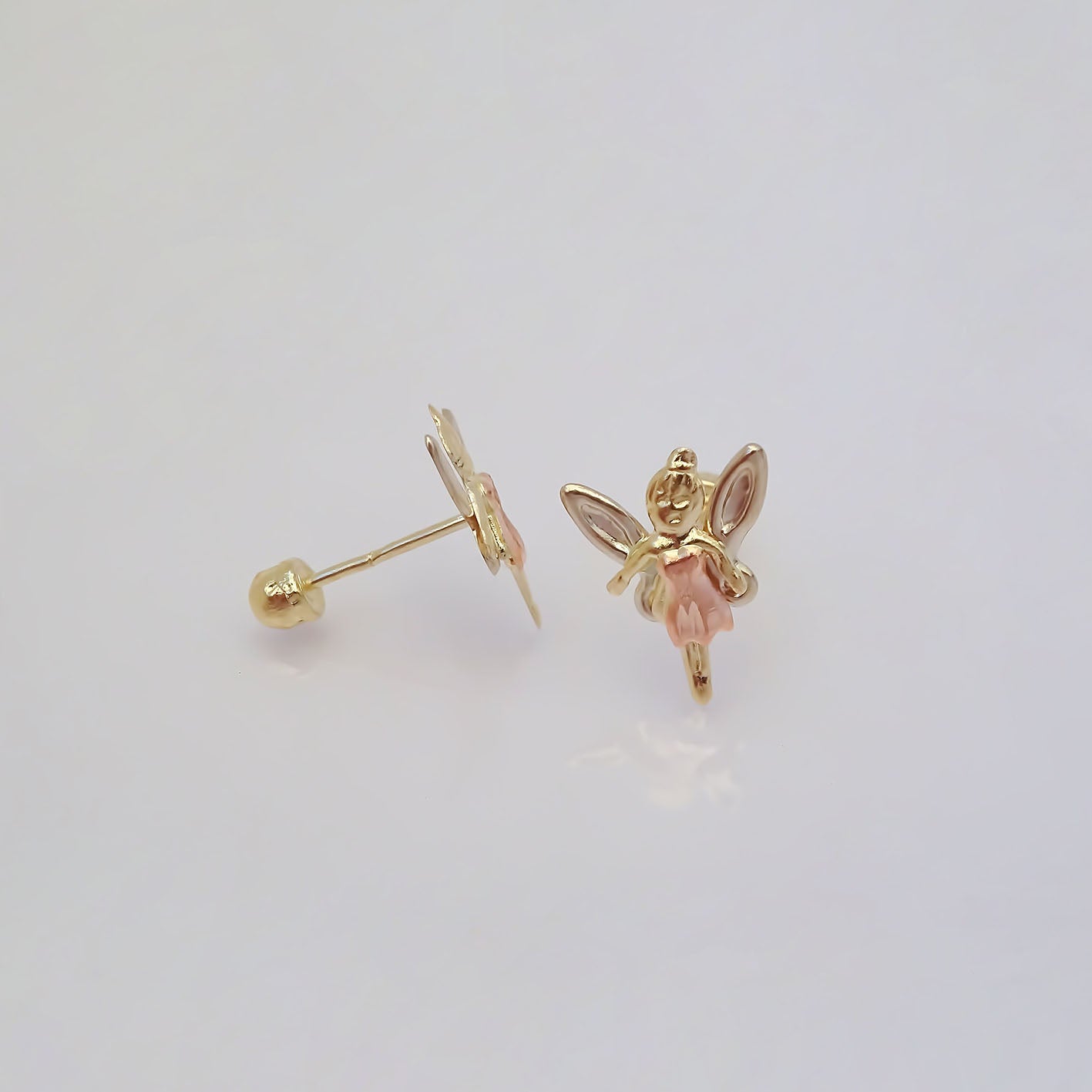 Amor Eterno - Broqueles Hada / Aretes Oro Sólido 10k