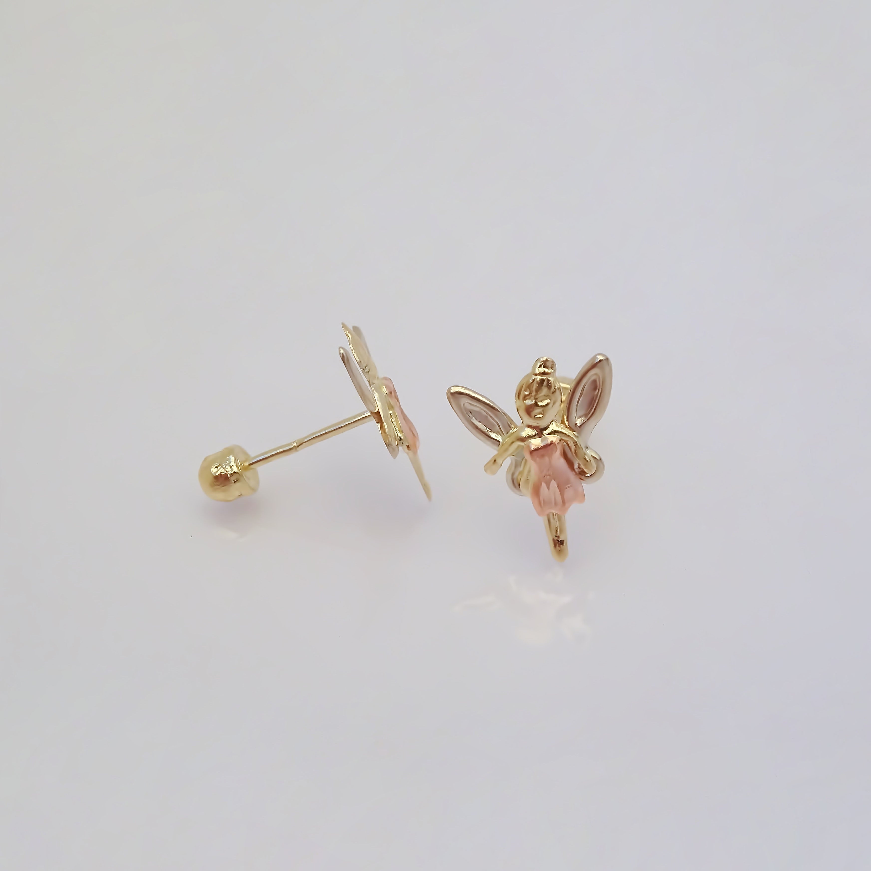Amor Eterno - Broqueles Hada / Aretes Oro Sólido 10k