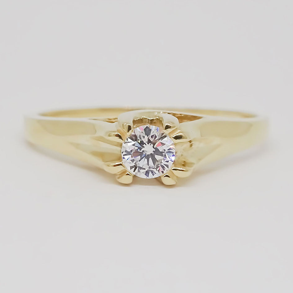 Amor Eterno - Anillo Compromiso / Inglés / Oro Sólido 10k