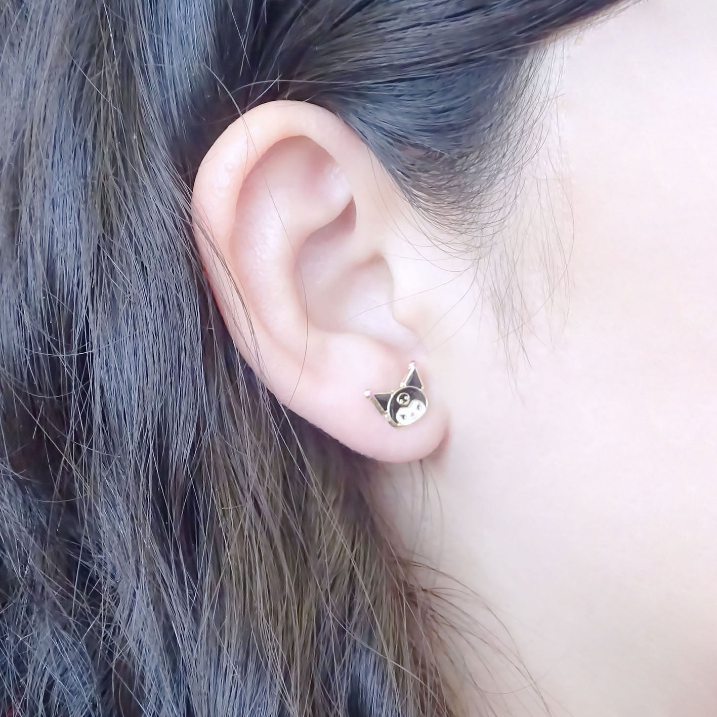 Amor Eterno - Broqueles / Kuromi Carita / Aretes Oro 10k