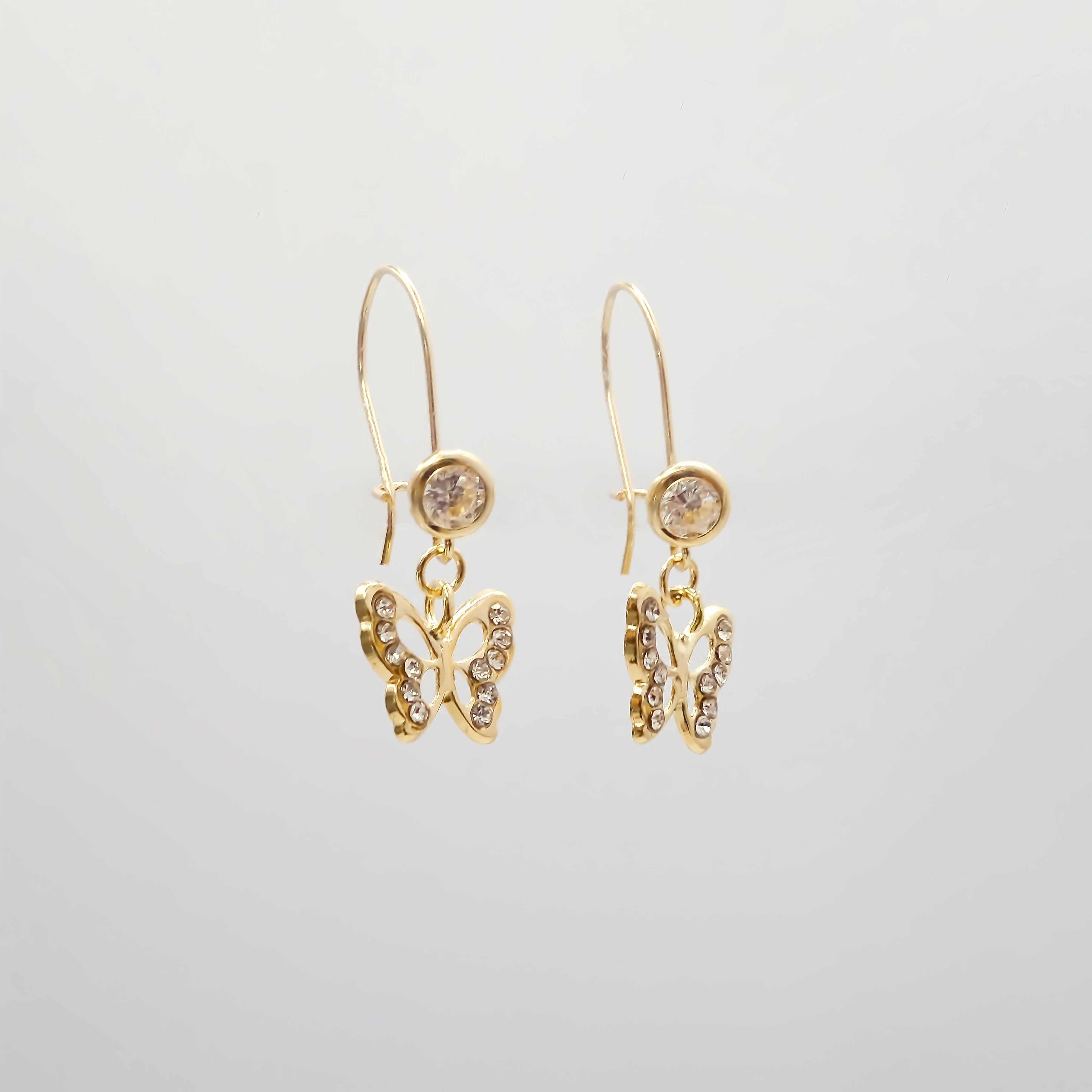 Amor Eterno - Broqueles Arillo Mariposa / Oro Sólido 10k